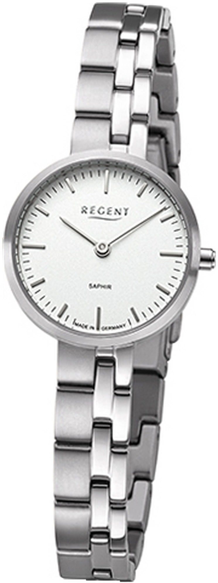 Regent Quarzuhr Regent Damen Armbanduhr Analog, Damenuhr Titanbandarmband anthrazit grau, rundes Gehäuse, klein (26mm)