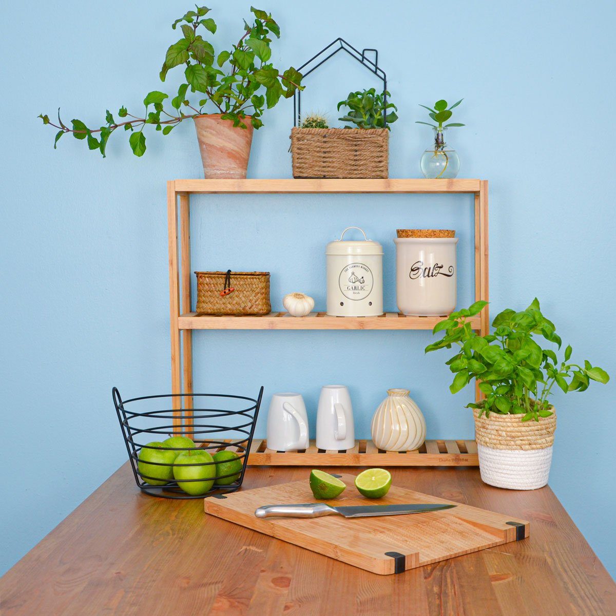 DuneDesign Wandregal Bambus mit 3 Böden - Bambusregal für Bad und Küche - N günstig online kaufen