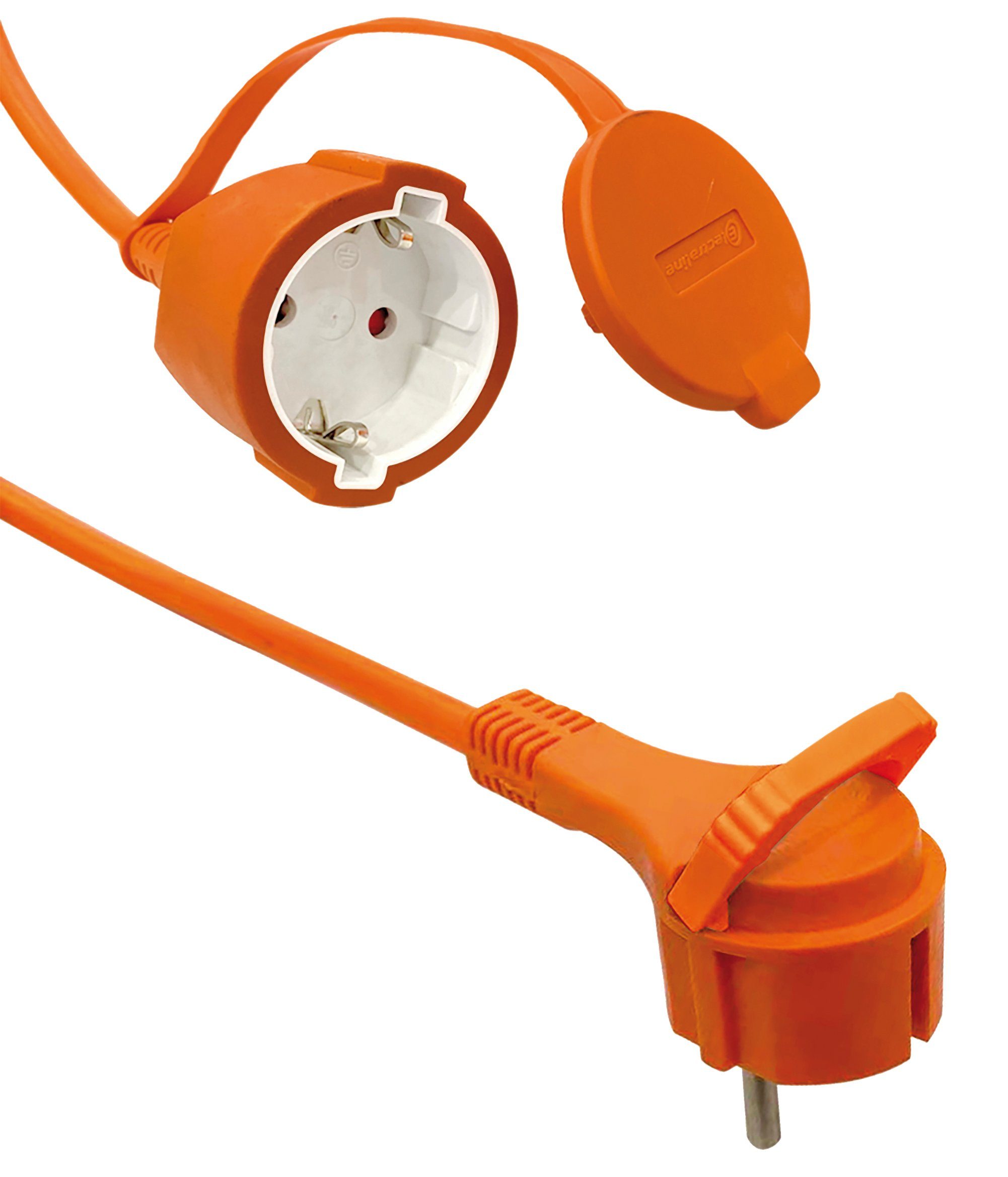 Maxtrack Verlängerungskabel, CEE7/7, Schutzkontakt-Flachstecker auf Schutzkontakt-Steckdose (2000 cm), Verlängerungskabel für den Außenbereich mit extra flachem Stecker