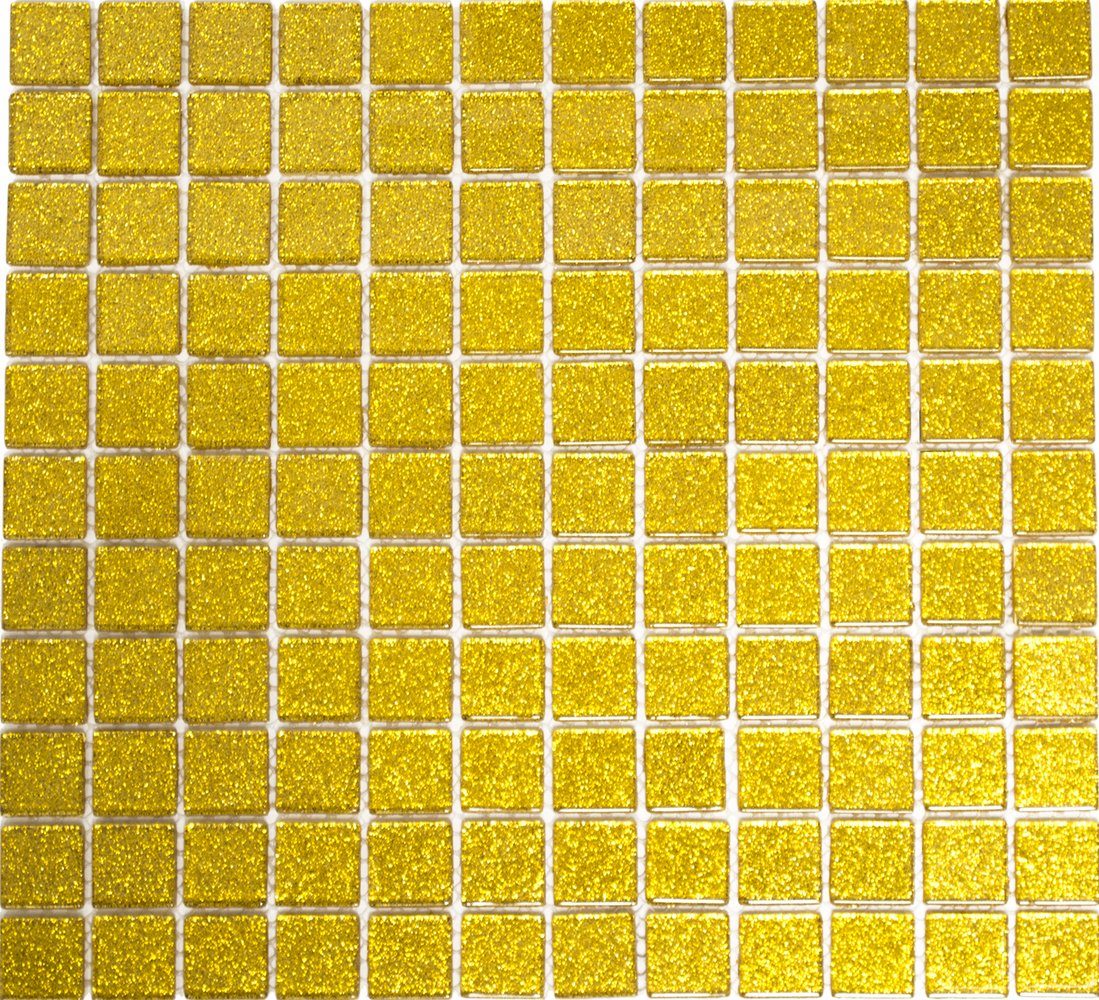 Mosani Mosaikfliesen Glasmosaik glänzend / Matten Crystal gold 10 Mosaikfliesen