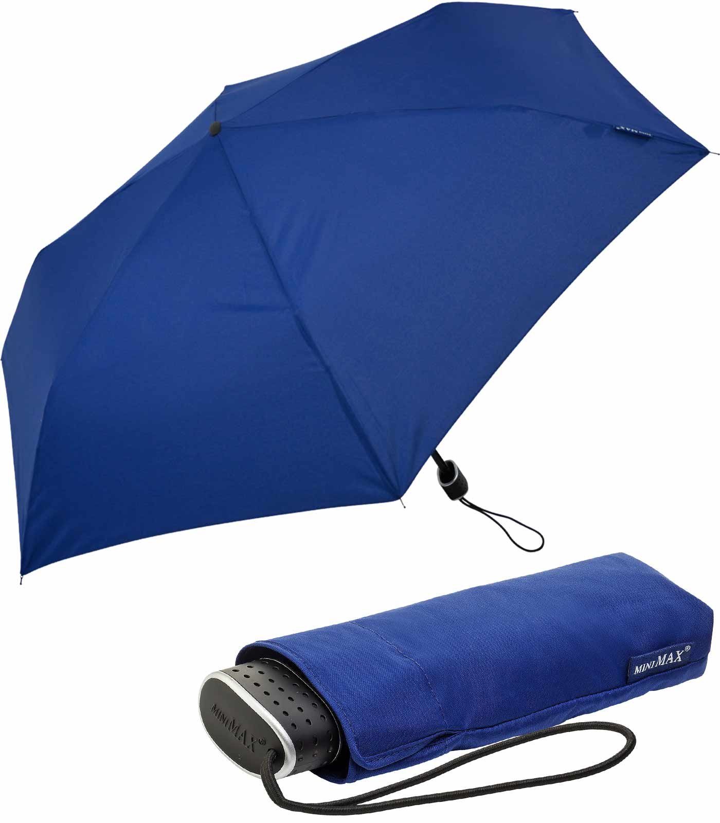 Impliva Taschenregenschirm miniMAX® Flat Schirm, royal-blau perfekt das leichter für Reisegepäck flacher