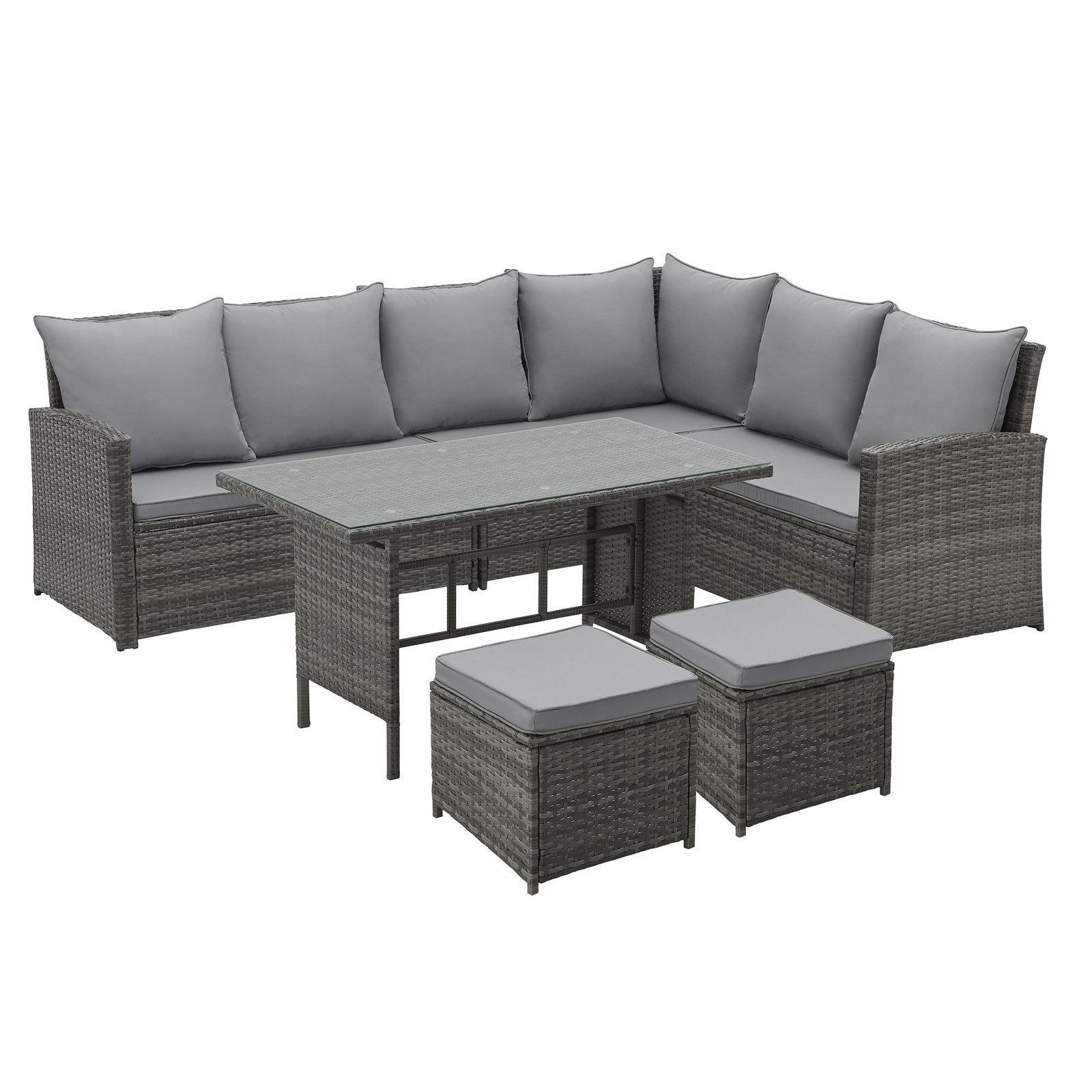 SVITA Loungeset MONROE, (Lounge-Set, 4-tlg., Gartenlounge), Garten-Lounge, Poly-Rattan, Sitzgruppe, Outdoor, Lounge-Möbel