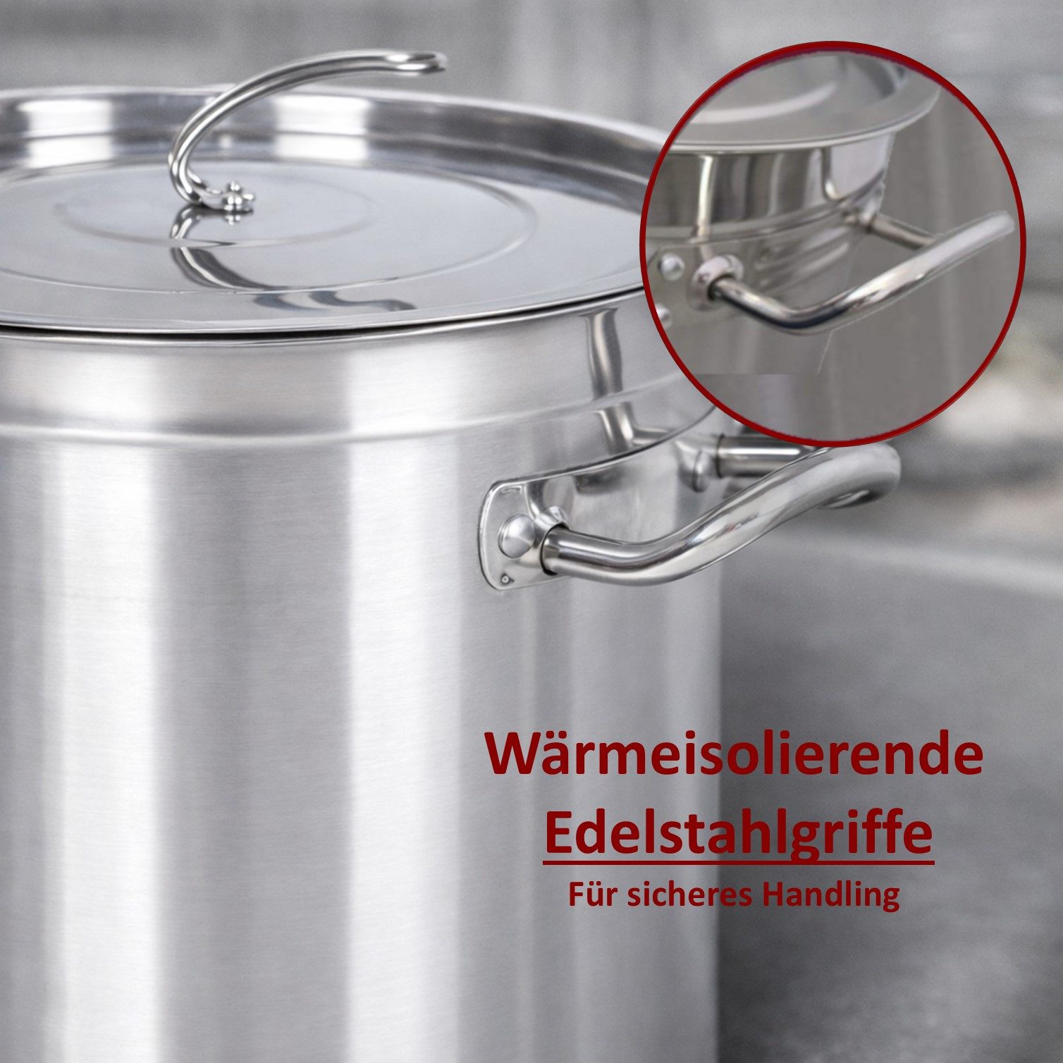 HOOZ Suppentopf Kochtopf Gastronomie Suppentopf Groß 13-100 Liter für alle Herdarten, Edelstahl (XXL Partytopf 15 l mit Deckel, 2-tlg., Induktionsgeeignet, inkl – Bild 4 von 5