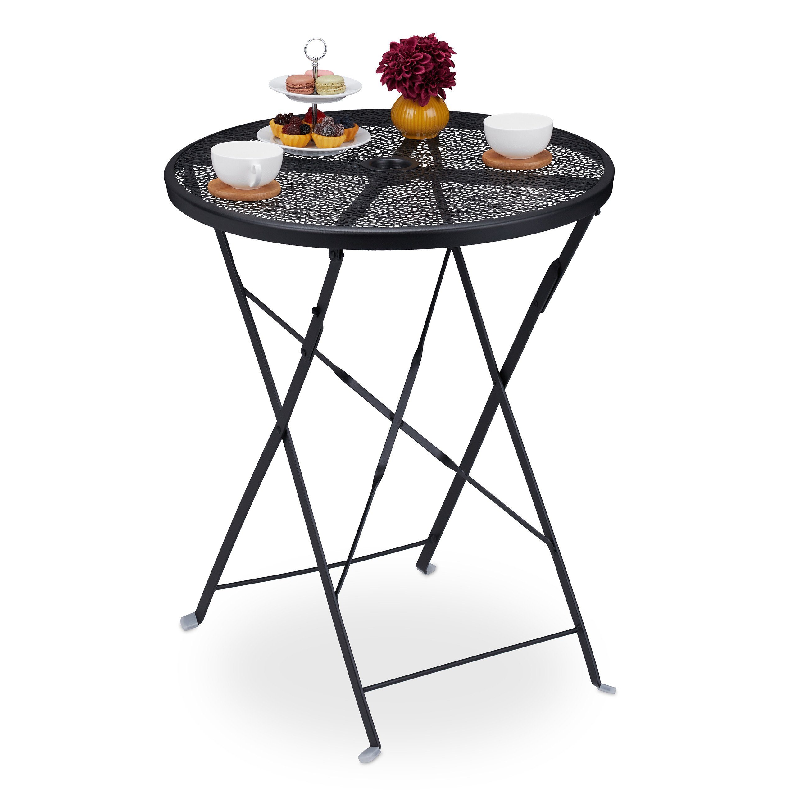relaxdays Gartentisch Klappbarer Balkontisch schwarz günstig online kaufen