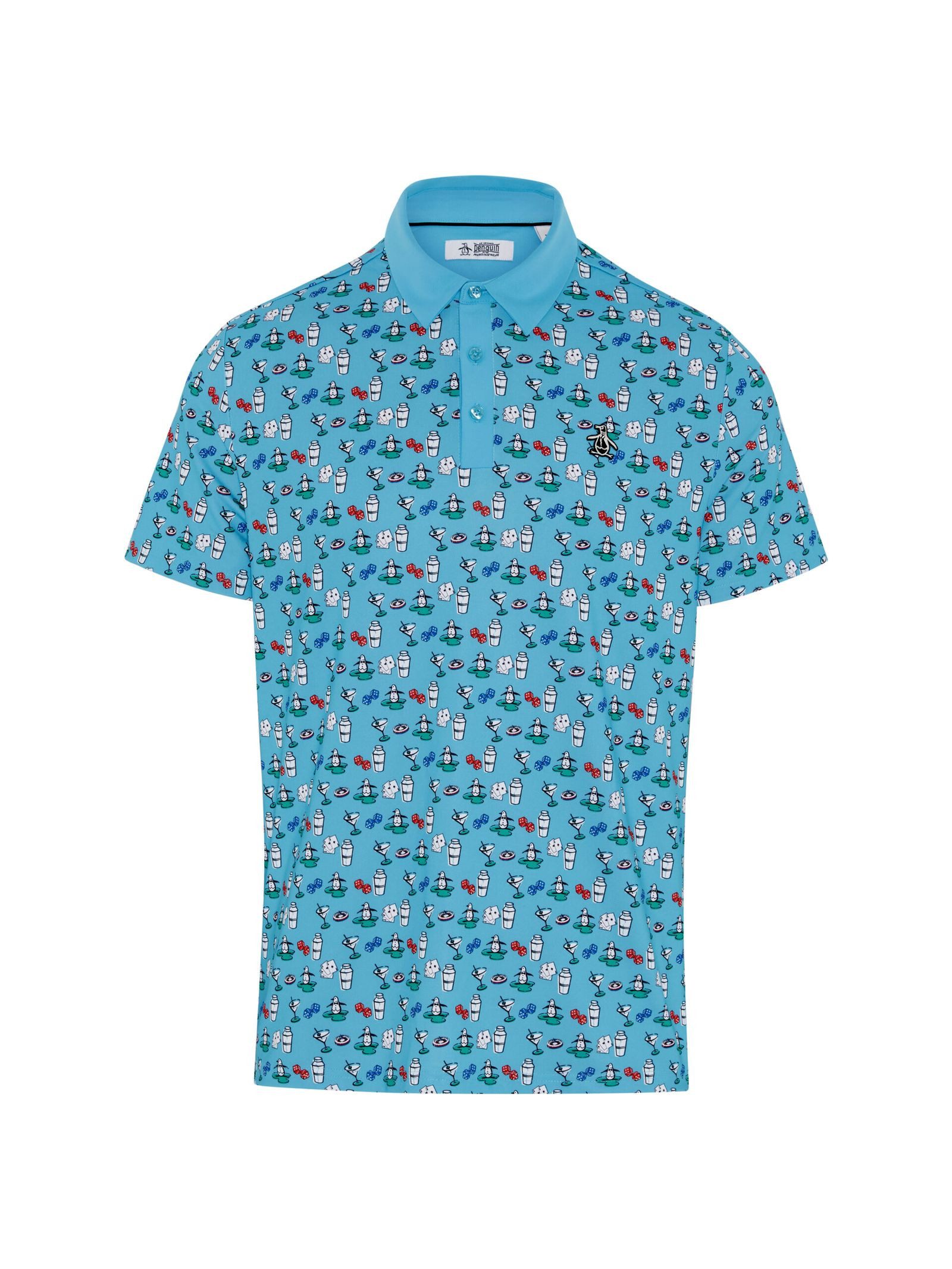Original Penguin Poloshirt Penguin Das Player-Allover-Print-Polo Herren (1-tlg) Feuchtigkeitsableitend