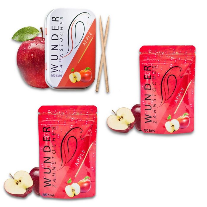 Wunder Zahnstocher Mundpflegecenter Wunder Zahnstocher mit Geschmack - 3er Bundle Apfel
