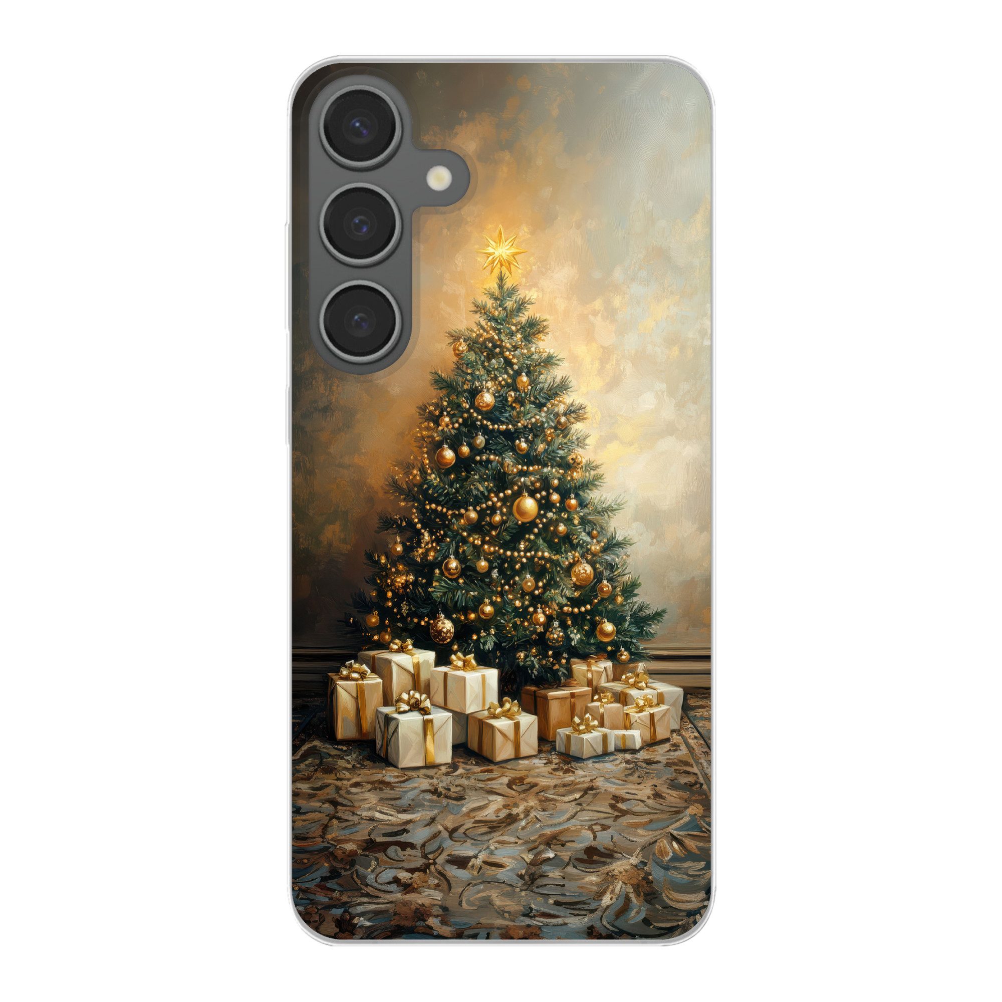 MuchoWow Handyhülle für Samsung Galaxy S24 Plus Weihnachtsbaum - Geschenke - Gold, Phone Case, Silikon, Schutzhülle Dünn