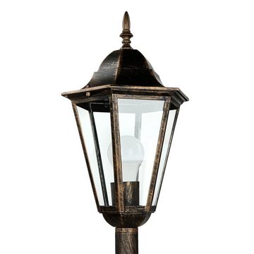 Licht-Erlebnisse Außen-Stehlampe BRISTOL, ohne Leuchtmittel, Außenleuchte Schwarz Kupfer Rustikal Wegeleuchte Gartenlampe
