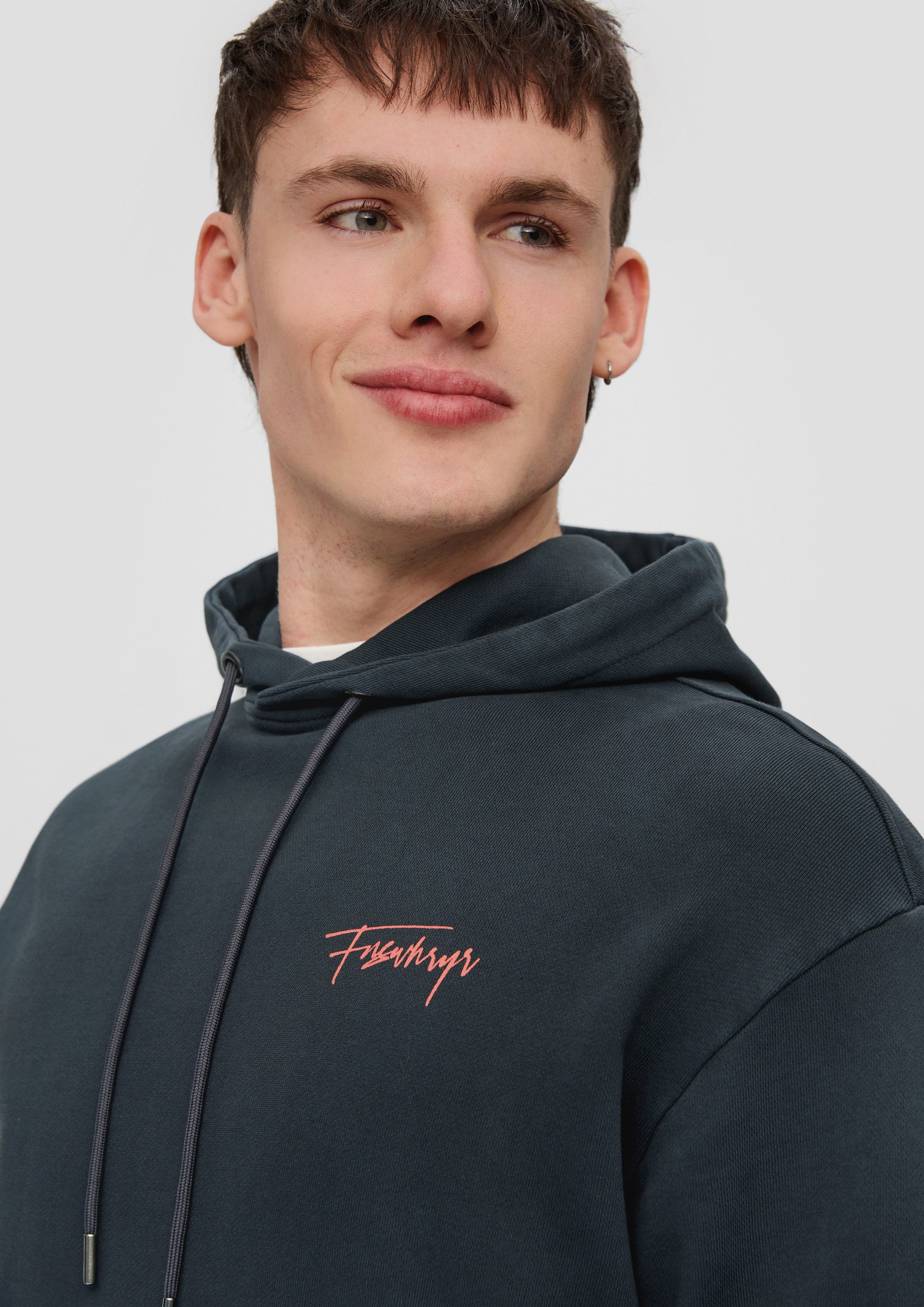 QS Sweatshirt Sweatshirt Hoodie mit Rückenprint