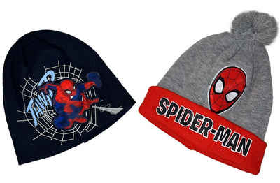Spiderman Beanie 2x SPIDERMAN Kindermütze JUNGEN Wintermützen Gr.52+54 Doppelpack 2x Spiderman Mützen Jungenmütze