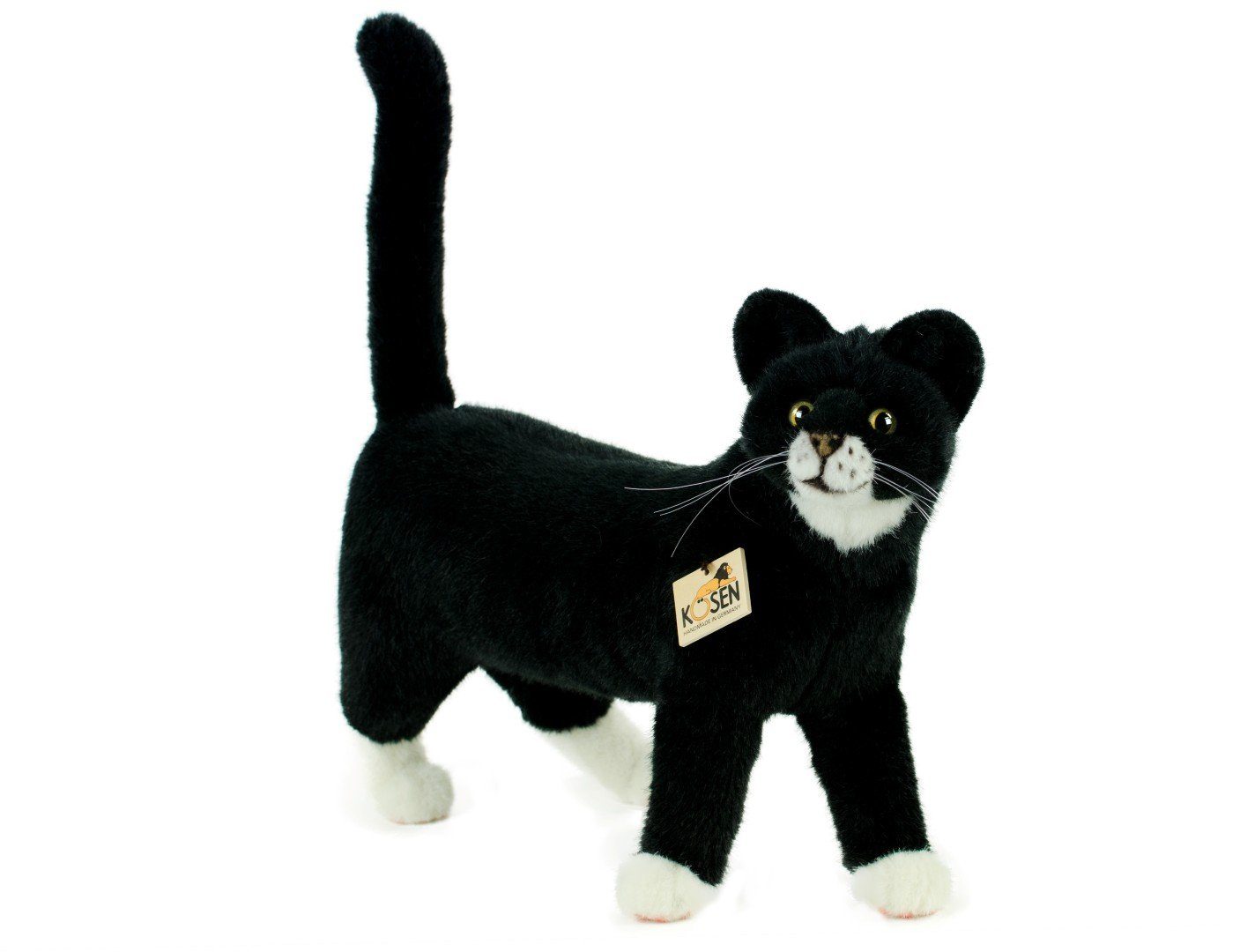 Kösen Kuscheltier Katze Mauz schwarz-weiß 40cm stehend