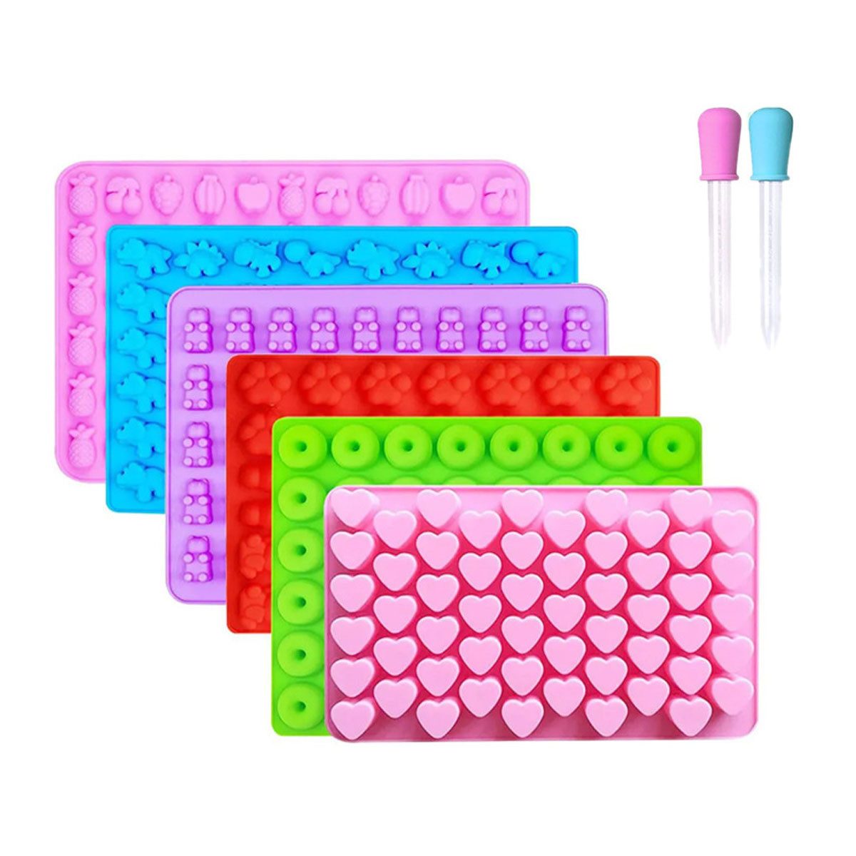 FELIXLEO Silikonform Silikon Gummibärchen Formen mit Pipetten, (6-tlg)