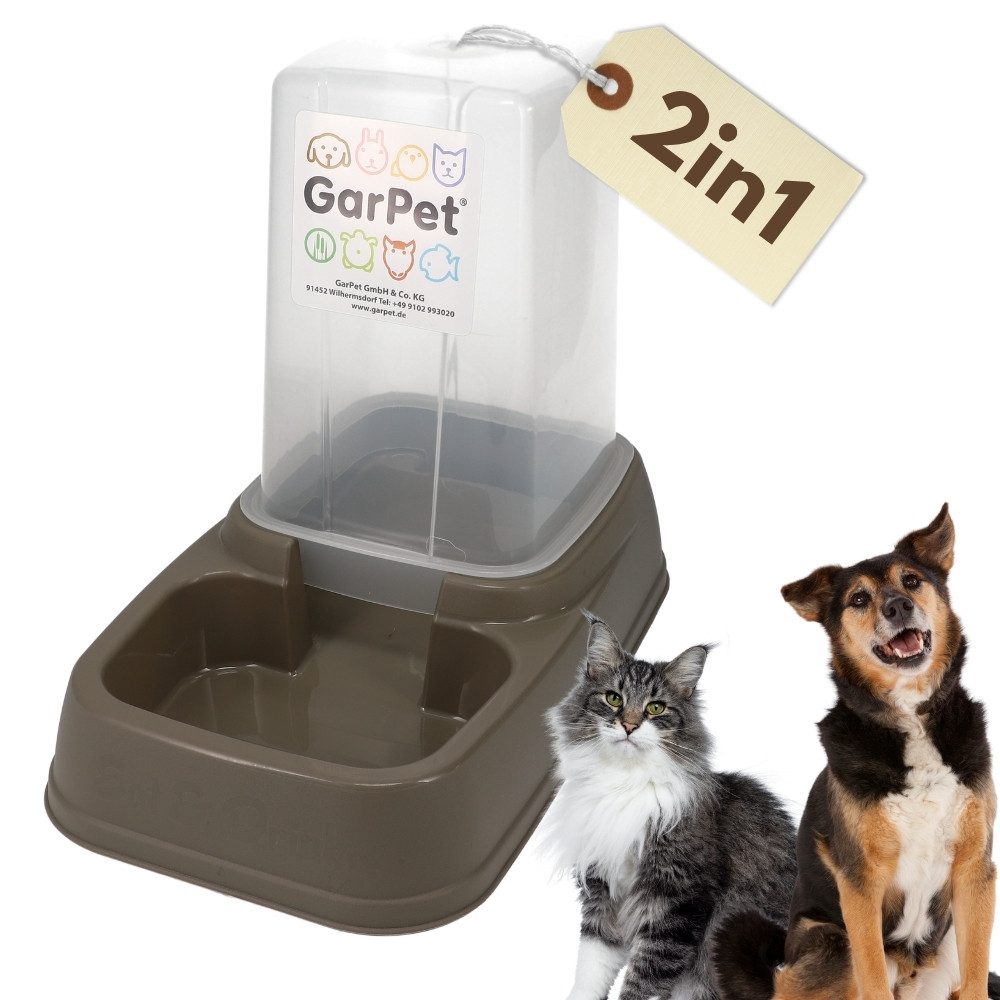 GarPet Hunde-Futterspender 2in1 Wasserspender Futterautomat Katze Trockenfutter Automat XXL 3,7 L