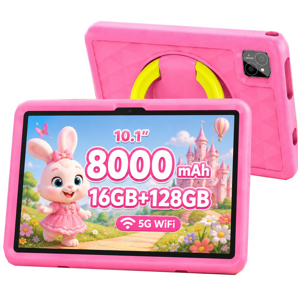 VASOUN TAB11 Kinder-Tablet 10 Zoll,128 GB,8000mAh Tablet (10.1", 128 GB, (Android,WiFi,Dual-Kamera,Bumper Kindersicherung,Elterliche Kontrolle)