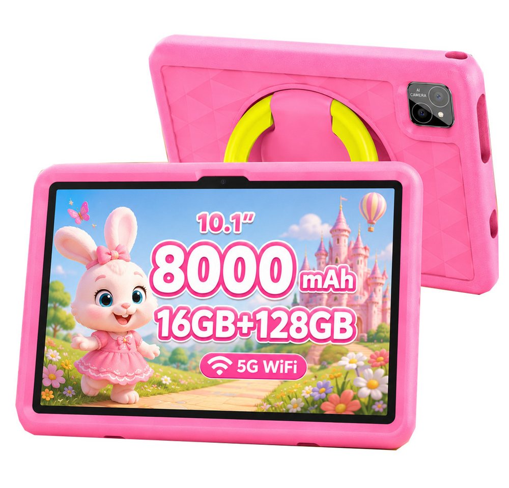 VASOUN TAB11 Kinder-Tablet 10 Zoll,128 GB,8000mAh Tablet (10.1", 128 GB, (Android,WiFi,Dual-Kamera,Bumper Kindersicherung,Elterliche Kontrolle)