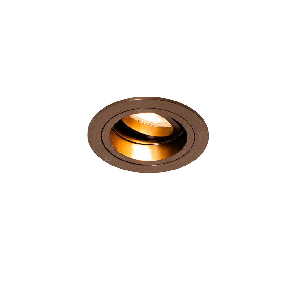Qazqa LED Einbaustrahler Chuck, ohne Leuchtmittel, GU10, Bronze, Design, Aluminium, 1-flammig