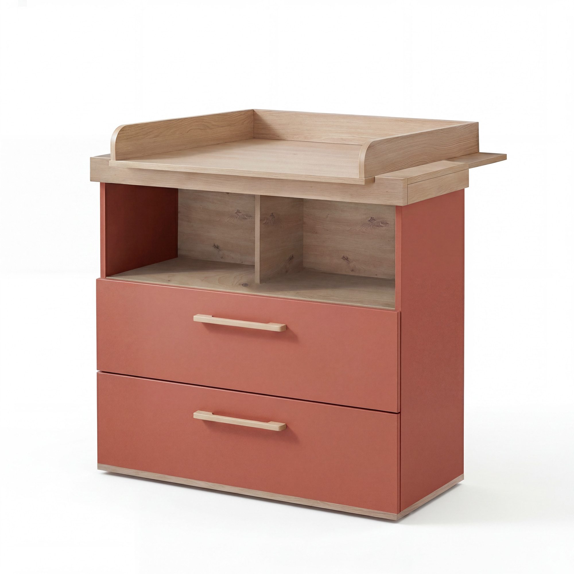 roba® Wickelkommode Jimmy - aus Holz - Made in Europe - Wickeltisch - Blauer Engel, 2 Schubladen mit Soft-Close - offenes Fach - Wickelhöhe 93 cm