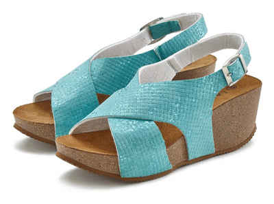 LASCANA Sandalette Sandalette, Sommerschuh mit Keilabsatz und Korkfußbett