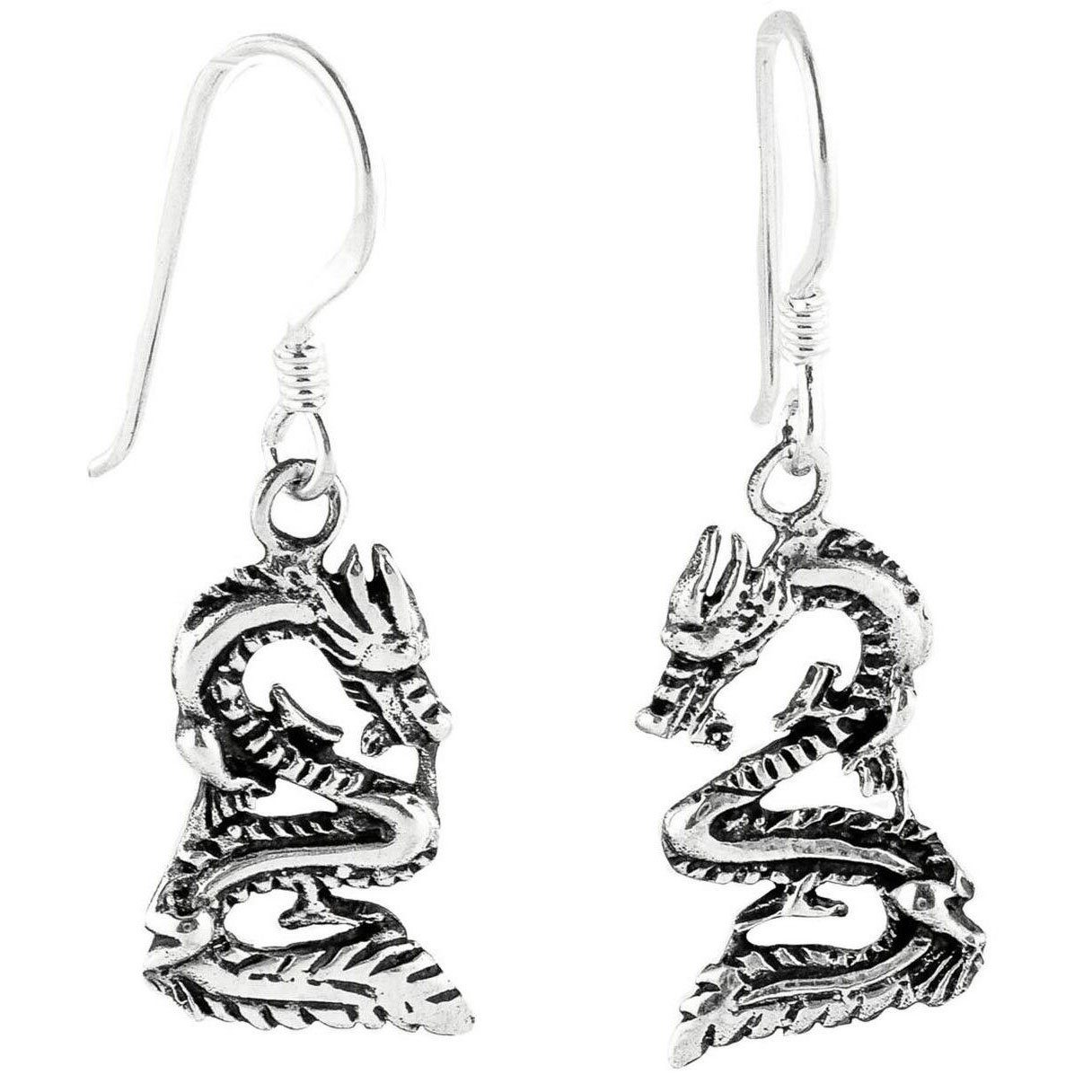 HOPLO Paar Ohrhänger Ohrhänger, Ohrringe Drache Schmuck 925er Silber Dragon