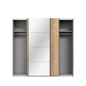 99rooms Schwebetürenschrank Mulai (Schrank, Kleiderschrank) mit 2 Schiebetüren, mit Spiegel, 2 Kleiderstangen, aus Holzwerkstoff