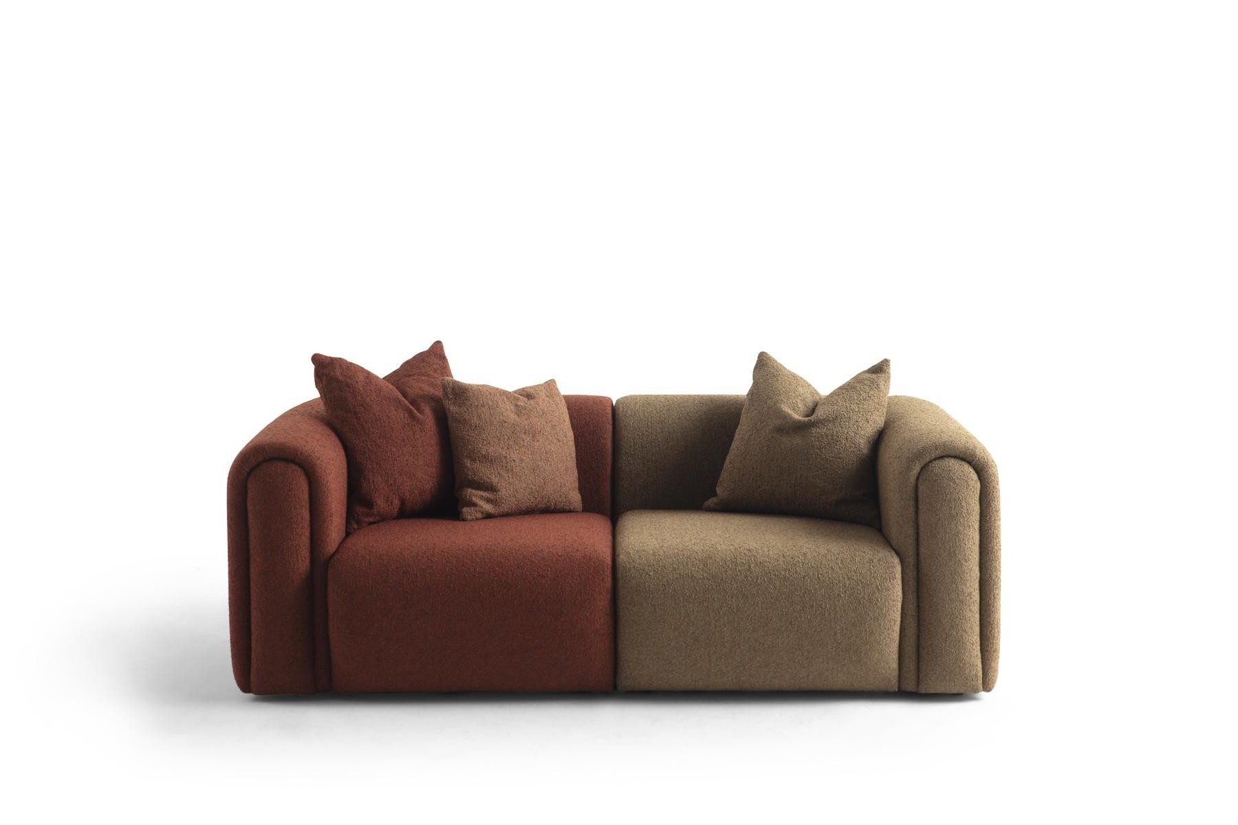 Xlmoebel 3-Sitzer Elegantes Sofa aus Textil in Mehrfarbig mit Orange Akzenten, 1 Teile, Made in Europa