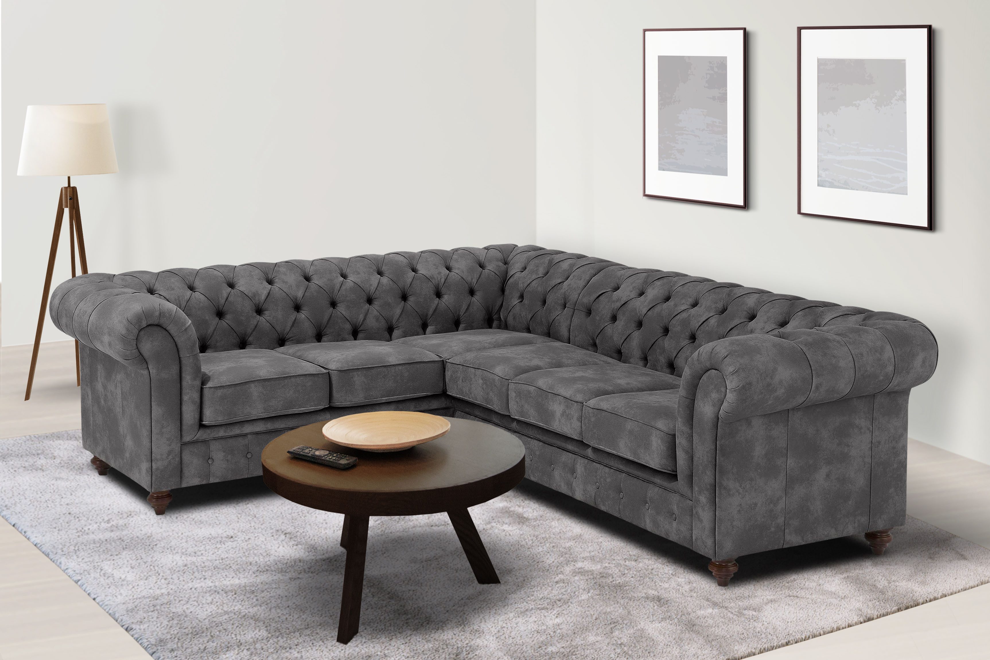 Home affaire Chesterfield-Sofa Chesterfield Ecksofa, auch in Leder L-Form, günstig online kaufen
