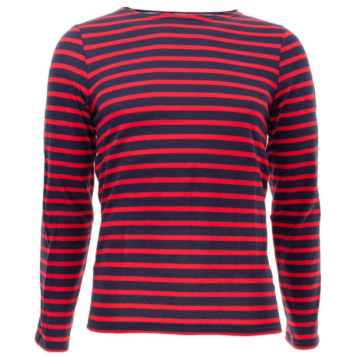 Saint James Langarmshirt 9858 Unisex Shirt Minquiers Modern mit Streifen aus Baumwolle Rot-Blau(57)