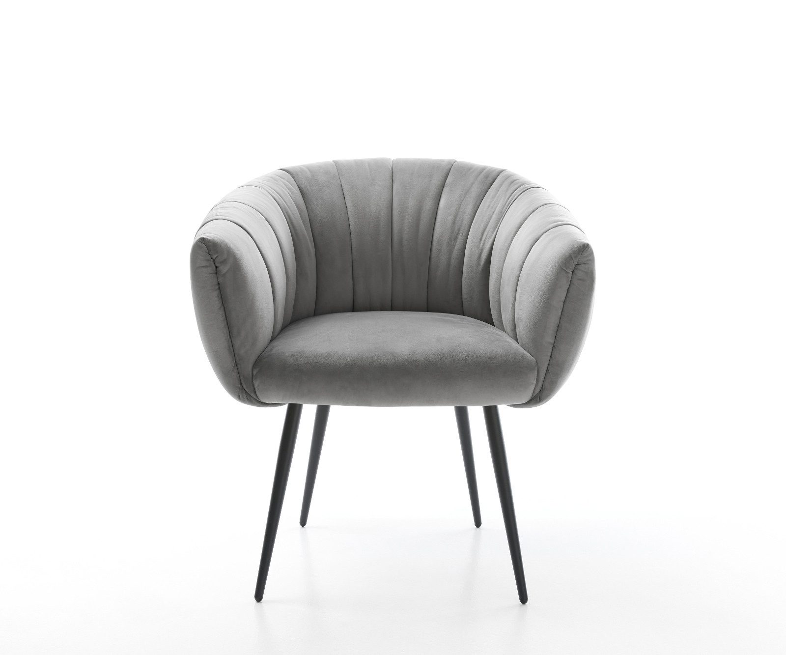 DELIFE Polsterstuhl Jada-Flex, 4-Fuß konisch Schwarz Samt Grau Taschenfederkern