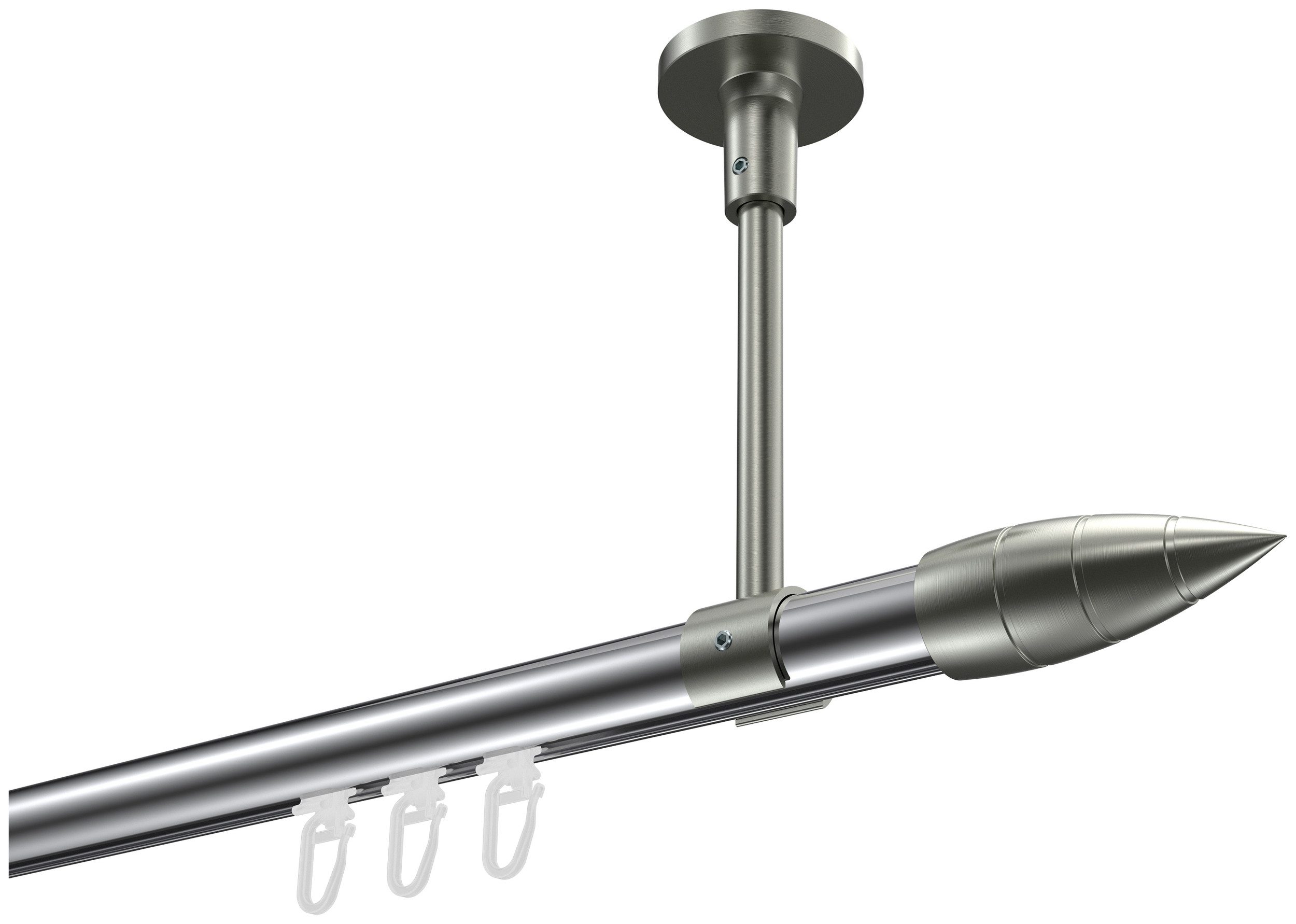 INTERDECO Innenlaufschiene Sonette Samanto, Ø 20 mm, 1-läufig, Fixmaß, kürzbar, Deckenmontage, Aluminium, Chrom / Edelstahl-Optik / Bicolor