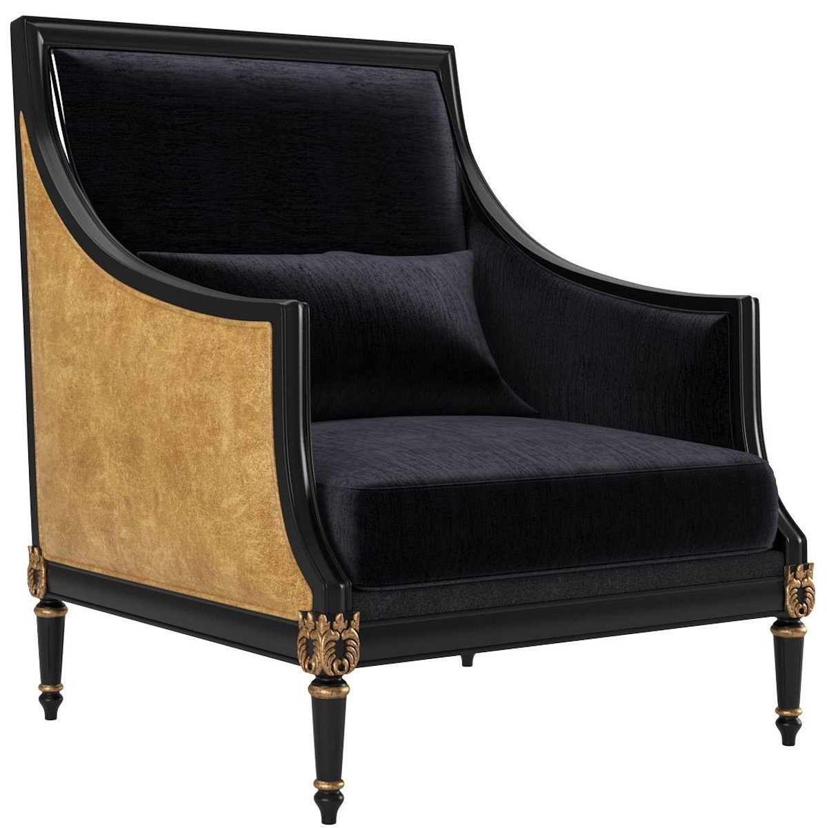 Set Couchtisch Barock Möbel - Beistelltische & & Barock & Padrino Wohnzimmermöbel Casa Antik Gold Luxus 2 2 / Couchtisch im Schwarz - Barockstil 1 Gold - Sessel 2 Sofas / Edle