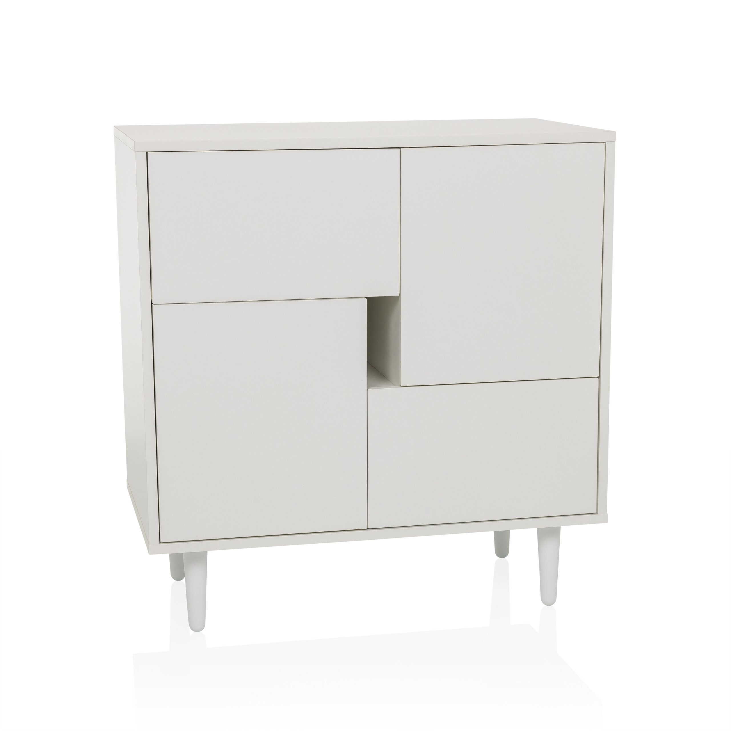 hjh LIVING Kommode LYKKJA Sideboard H/B/T: 77.0 x 72.0 x 39.5 cm, Sideboard mit 2 Schubladen und 2 Türen, Modernes Design, Grifflos