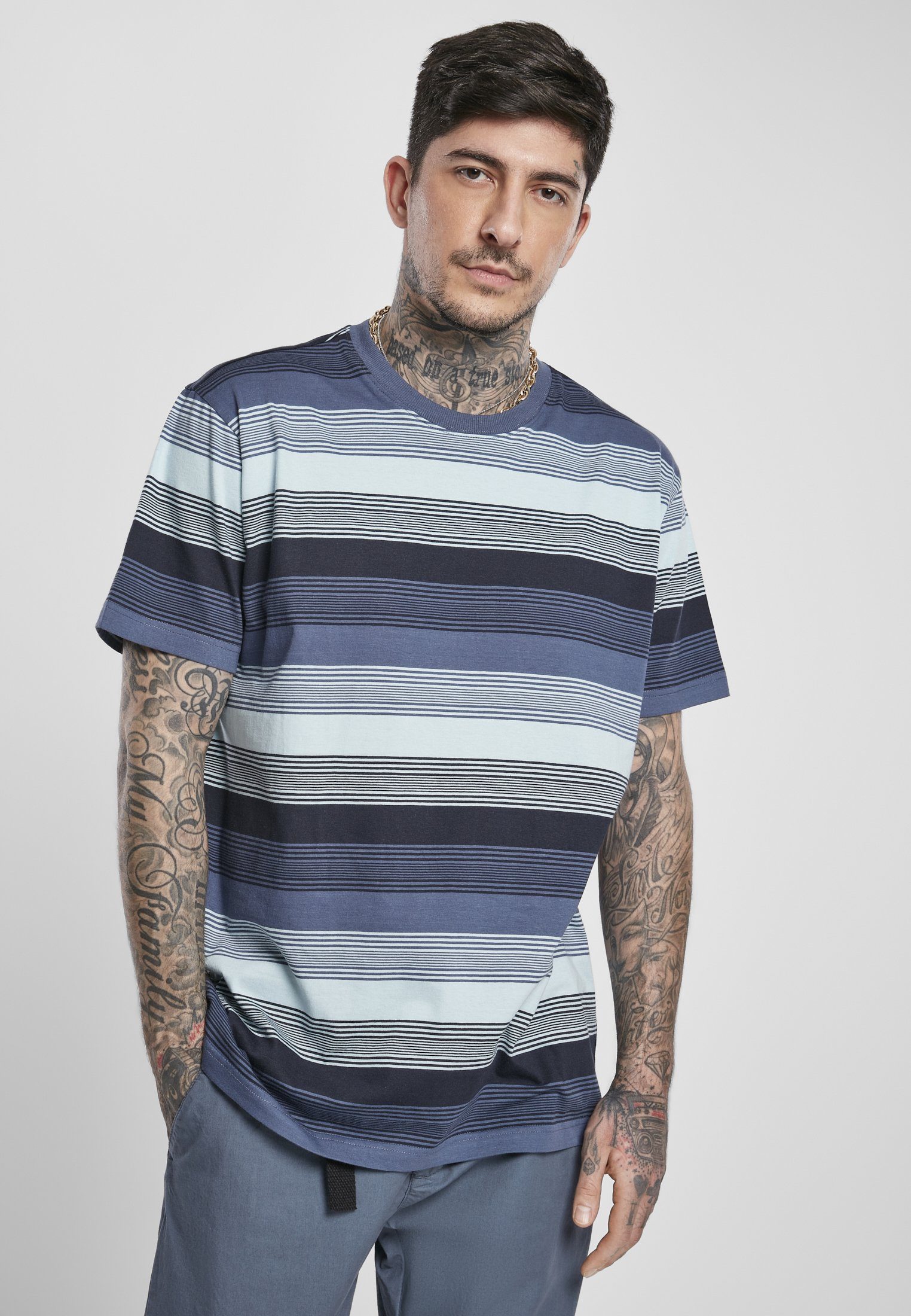 URBAN Dyed CLASSICS (1-tlg) Sunrise Stripe Yarn T-Shirt Tee T-Shirt