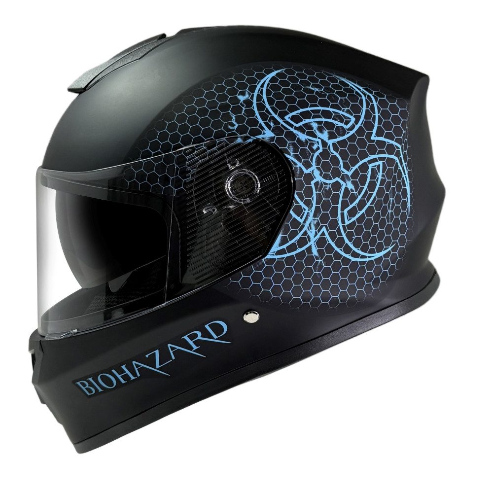 FunSport-Factory Motocrosshelm Motocross Kinderhelm Integralhelm Bio Hazard Teal, integrierte Sonnenblende