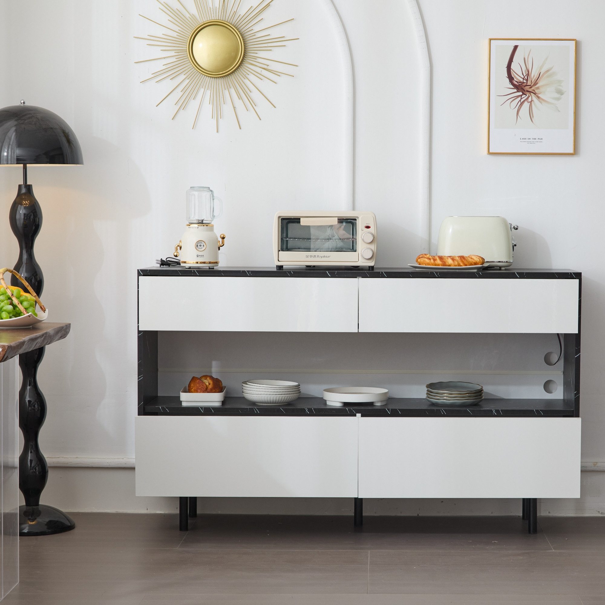 Ulife Sideboard Aufbewahrungsschrank, Buffetschrank, Küchenmöbel in günstig online kaufen