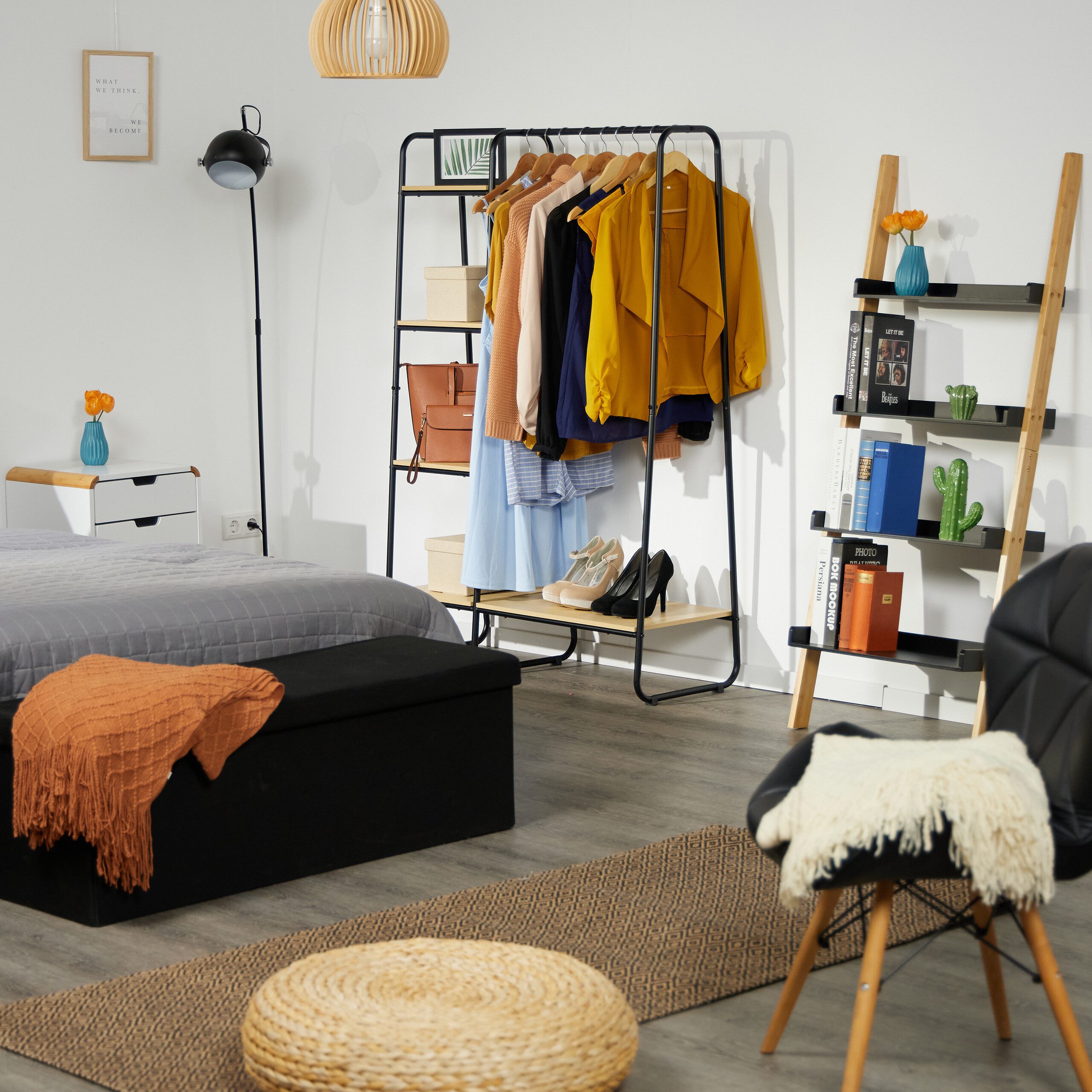 relaxdays Kleiderständer Garderobe mit Regal günstig online kaufen