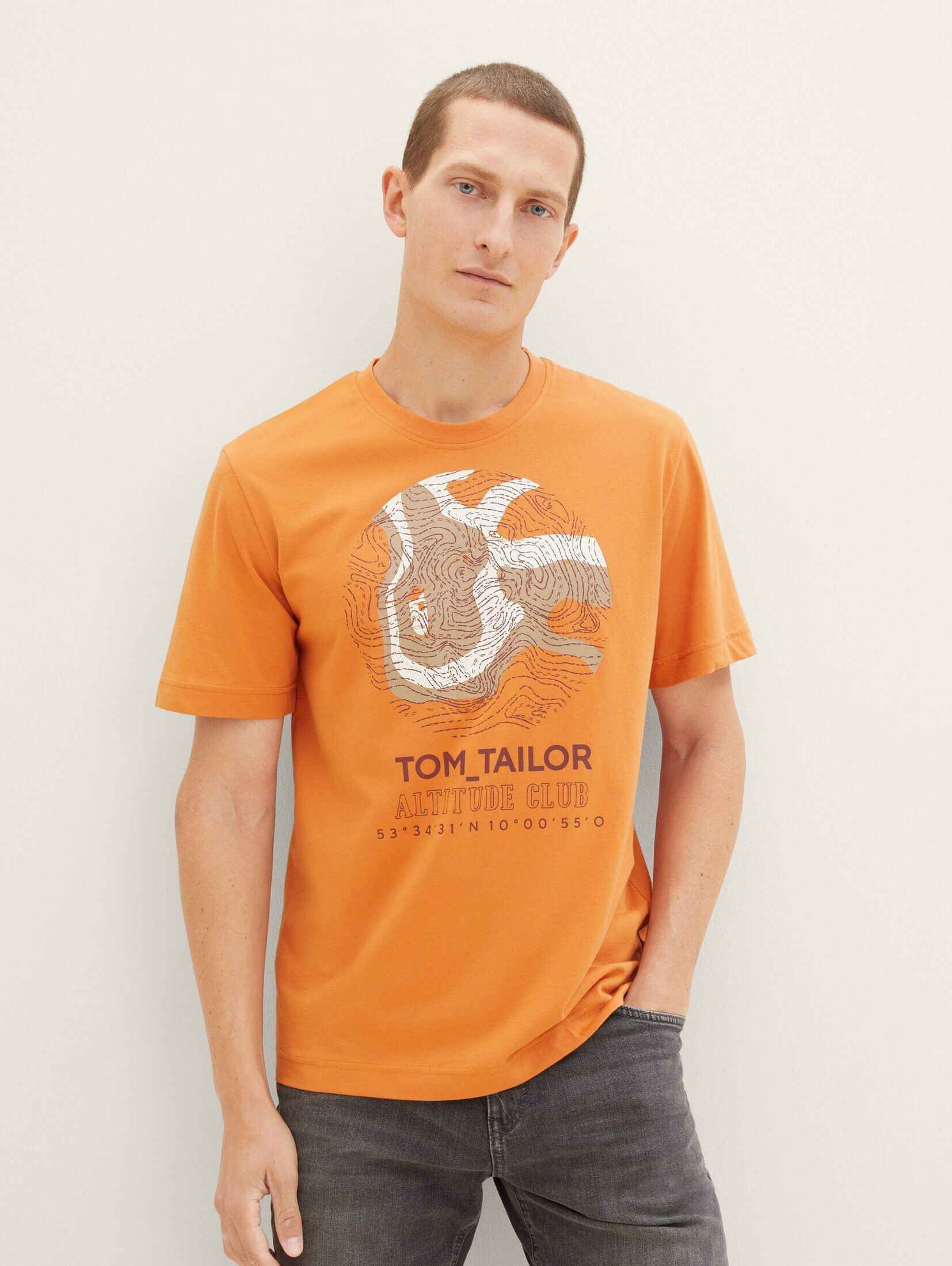 Print TOM mit cream TAILOR T-Shirt T-Shirt tomato orange