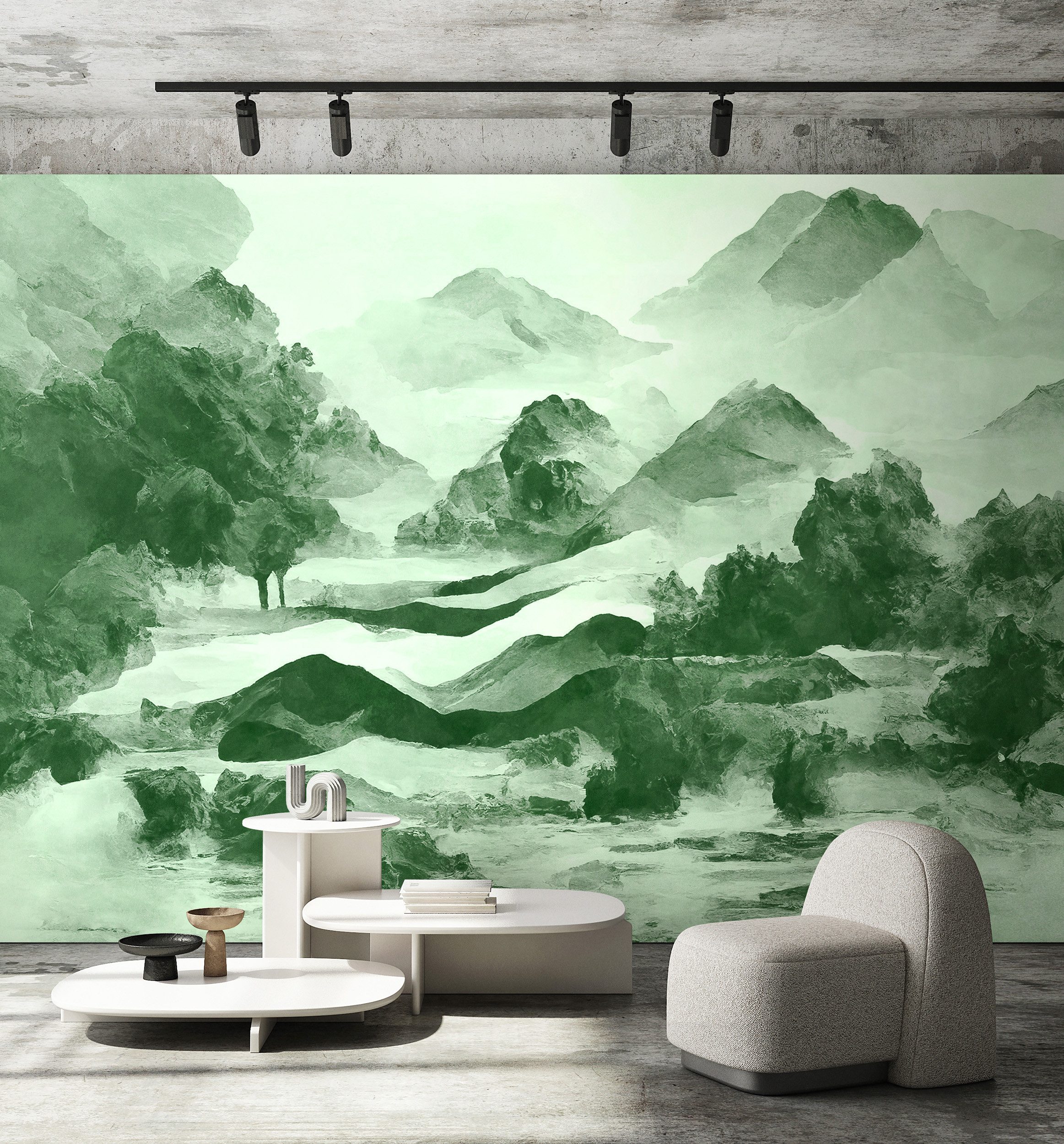 living walls Vliestapete Berglandschaft-Tapete Asiatischer Stil Vliestapete, glatt, matt, (1 St)
