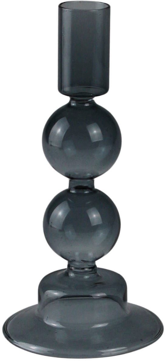 mit Glas, Kerzenhalter St), grau aus Dekoobjekt Kerzenständer cm, Design (Set, Höhe ca. AM 16,50 kunstvollen Ausbuchtungen 2