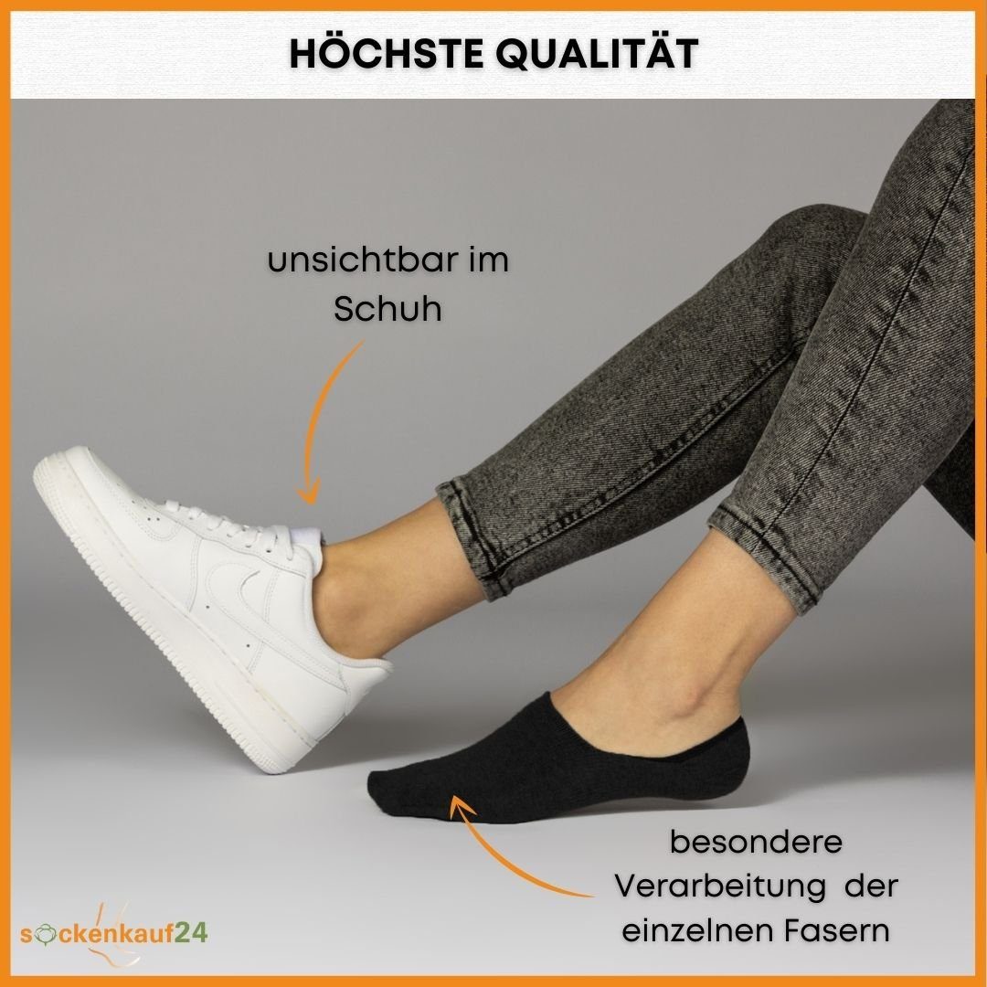 sockenkauf24 Füßlinge 10 Paar Füßlinge aus gekämmter Baumwolle Damen & Herren (Schwarz, 39-42) Sneaker Socken ohne drückende Naht (Exclusive Line) - 70103T WP