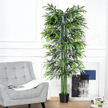 Kunstpflanze künstliche Pflanze Bambus, Outsunny, Höhe 180 cm, für Wohnzimmer, Schlafzimmer, Grün
