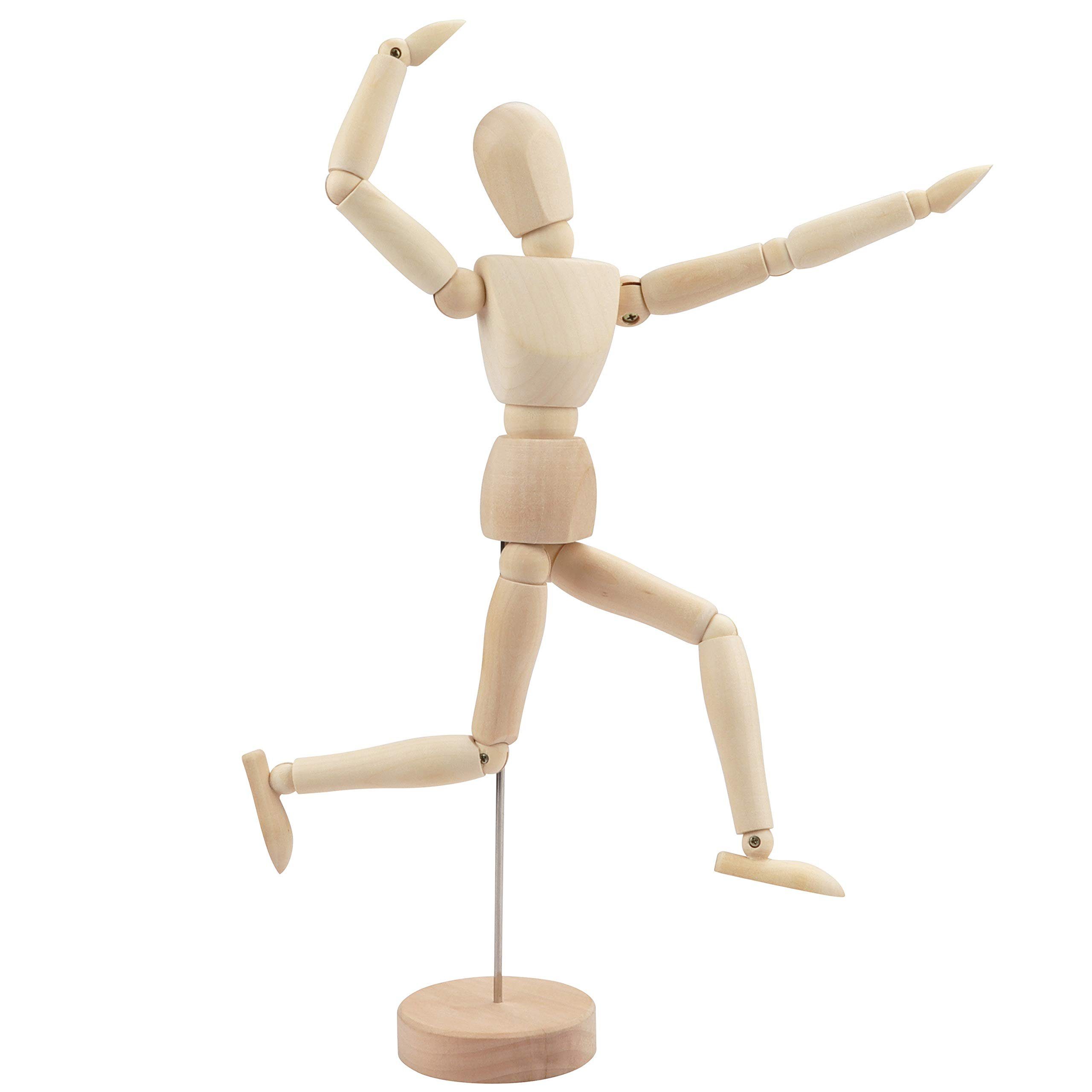 Kurtzy Greifling Holz-Gliederpuppe 30,5cm: Verstellbare Mannequin-Figur mit Ständer (1-tlg), Holz-Gliederpuppe 30,5cm: Mannequin mit Ständer