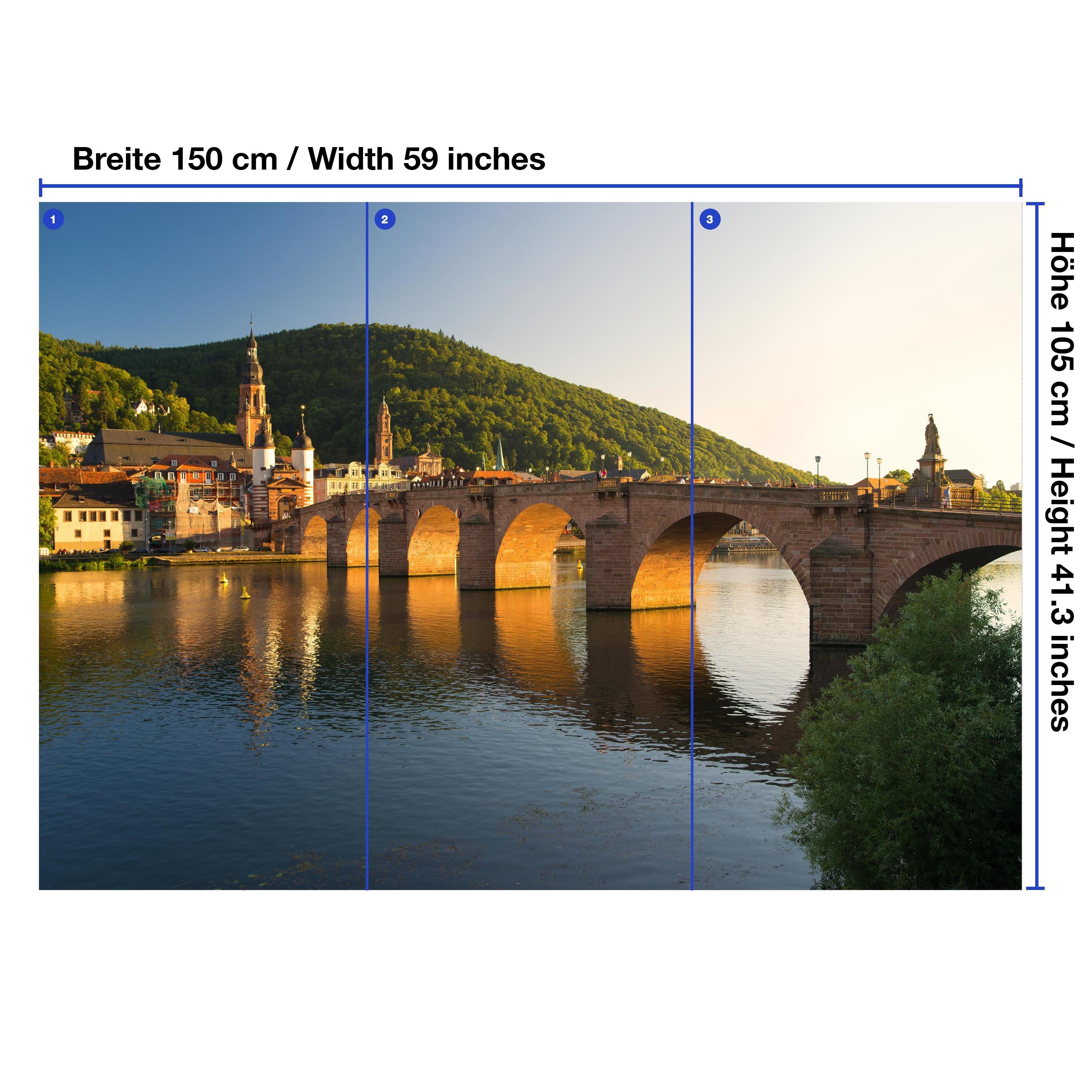 Motivtapete, glatt, Wandtapete, Fototapete Brücke Heidelberg, wandmotiv24 Vliestapete matt, Alte