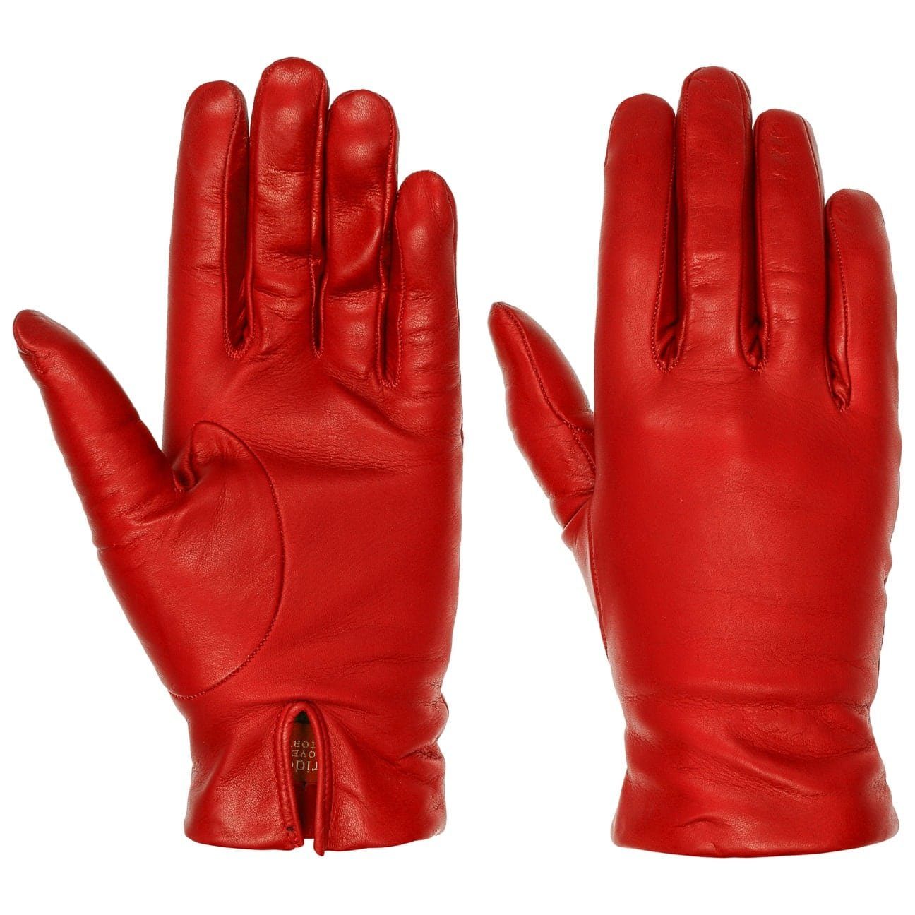 Caridei Lederhandschuhe Fingerhandschuhe mit Futter, Made in Italy rot | Handschuhe