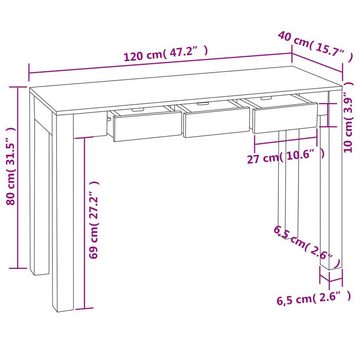 vidaXL Beistelltisch Konsolentisch mit 3 Schubladen 80 cm Massivholz Palisander (1-St)