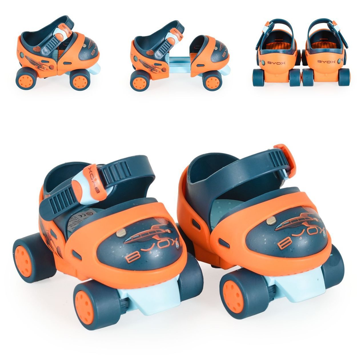 Byox Rollschuhe Rollschuhe Scooper Skates, Bremse vier Räder Kunststoffrollen ab 3 Jahren