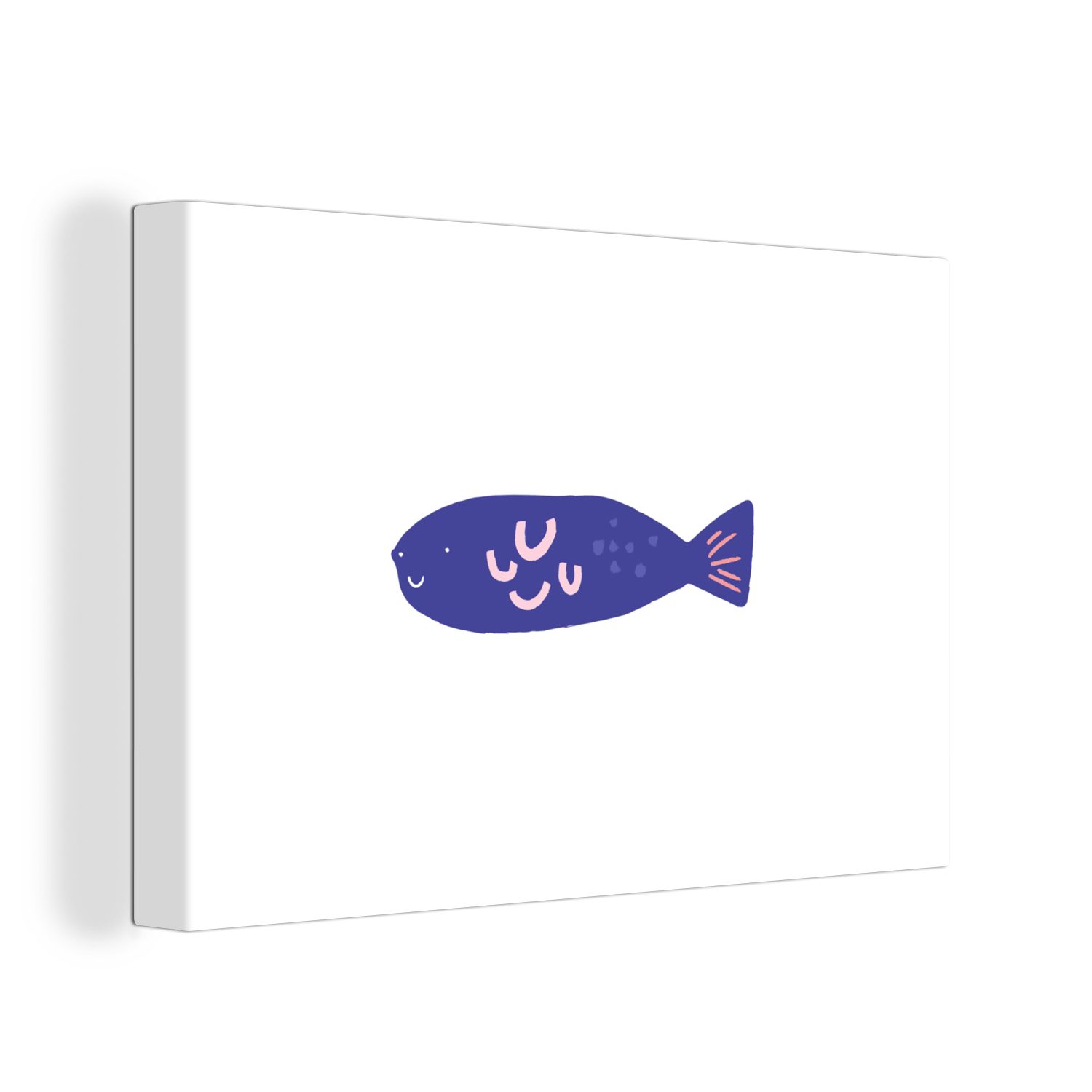 OneMillionCanvasses® Leinwandbild Pastell - Fisch - Lila, (1 St), Wandbild Leinwandbilder, Aufhängefertig, Wanddeko, 30x20 cm