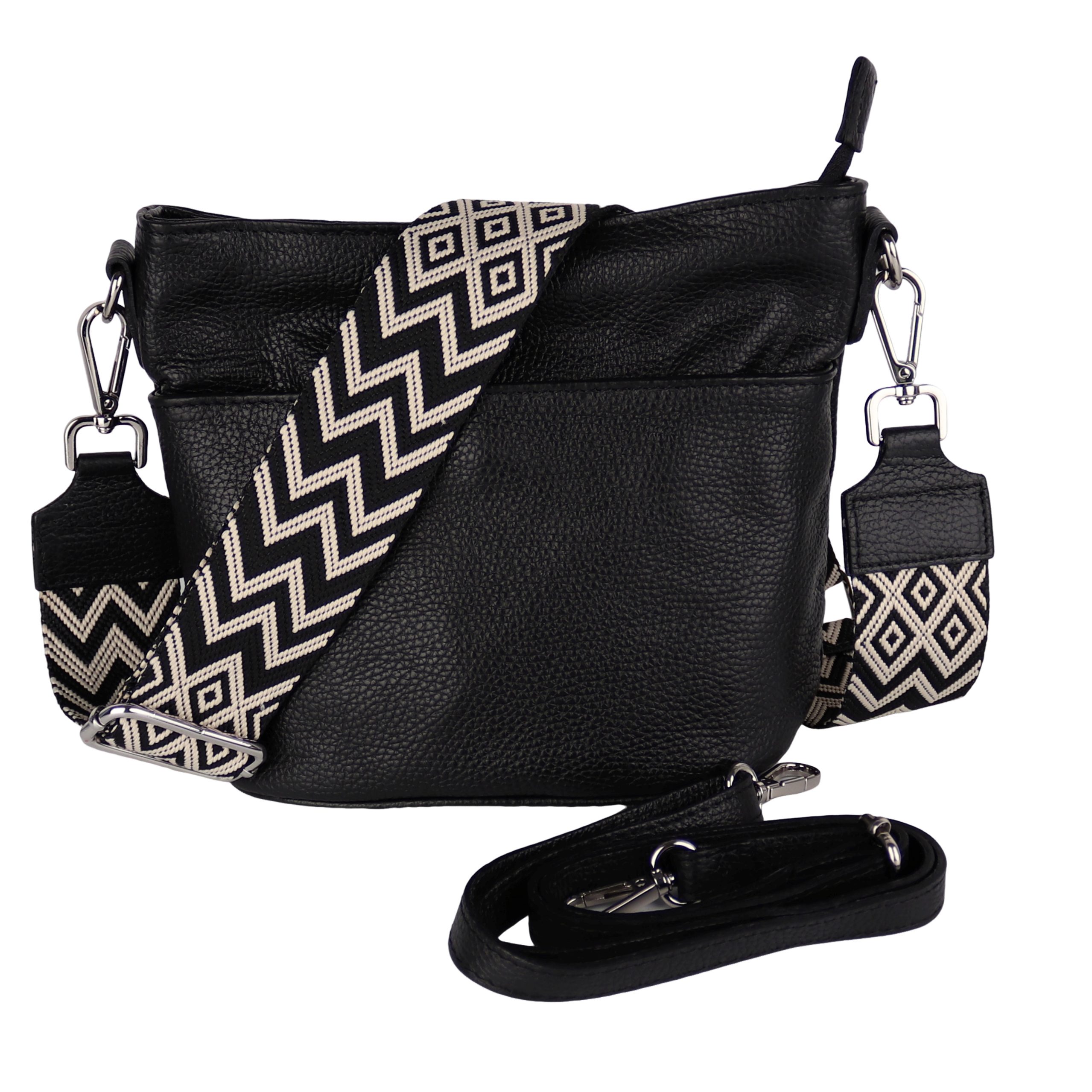 MIRROSI Umhängetasche Damen, Crossbody Bag, Echtleder Made in Italy (1 Tasche 2 Gurte oder Basic Version 1 Tasche 1 Gurt), 24x18x12cm (BXHXT)