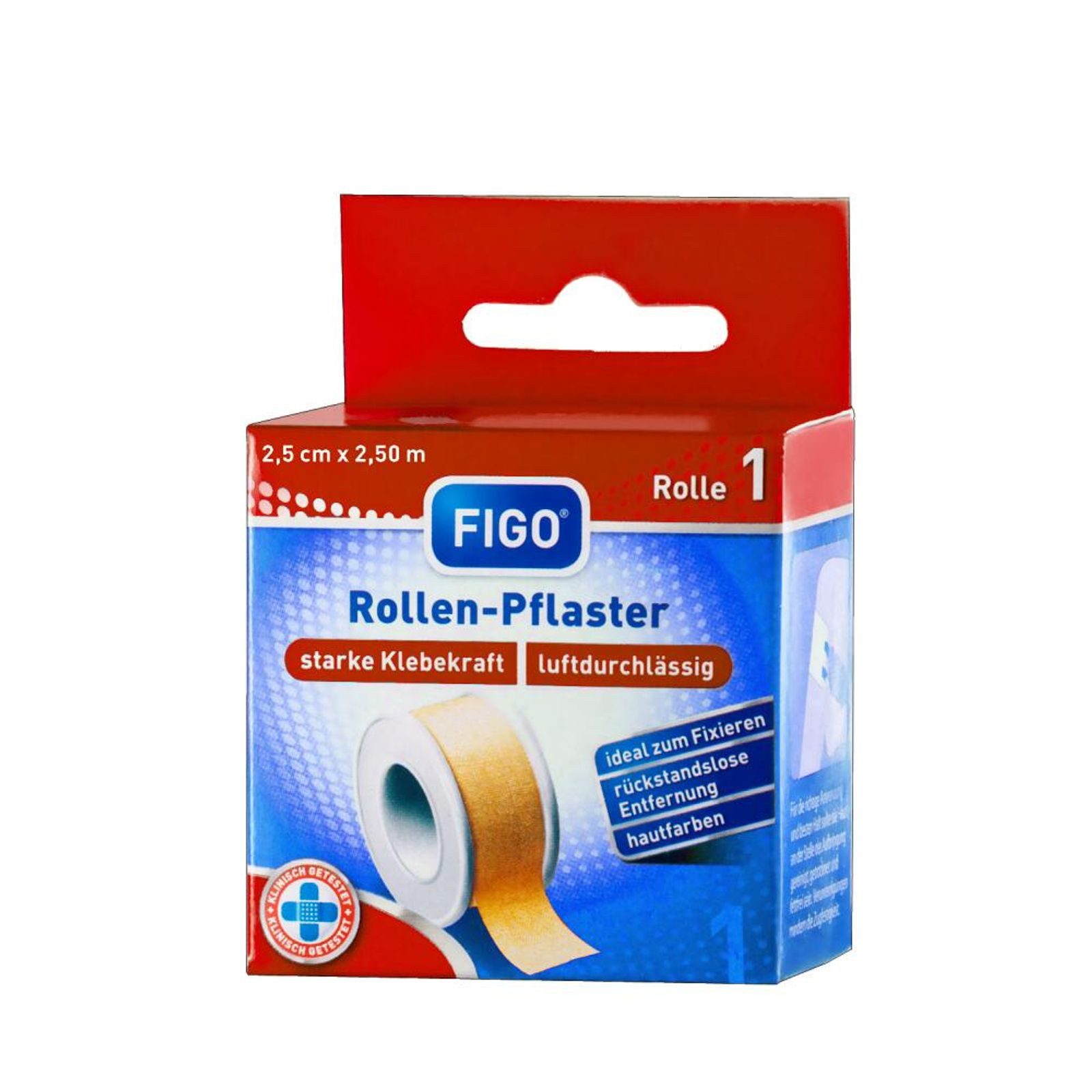 BURI Wundpflaster 20x FIGO Rollenpflaster 2,5m Fixieren Standard Wundverband Schutz Haut (20 St)