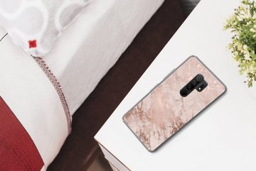 MuchoWow Handyhülle Marmor - Rosa - Luxus - Marmoroptik - Glitzer - Design, Phone Case, Handyhülle Xiaomi Redmi 9, Silikon, Schutzhülle