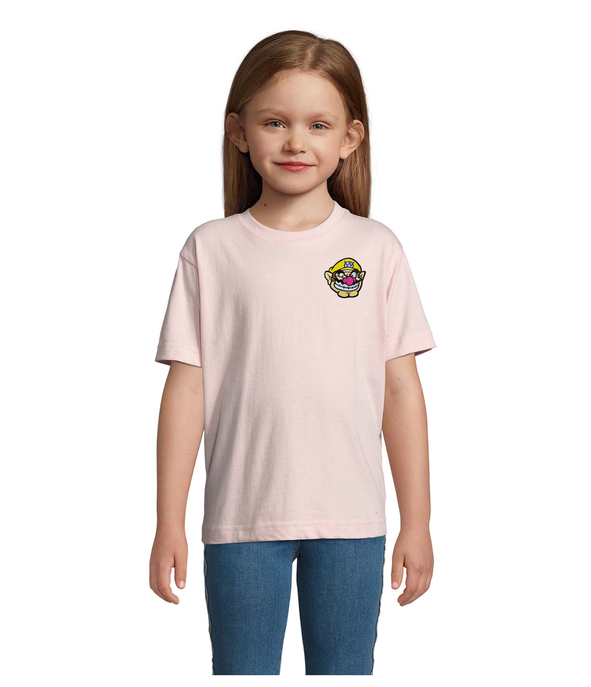 Blondie & Brownie T-Shirt WarioPatch Kinder T Shirt Gaming Motiv Baumwolle Freizeitlook Alltage (Einzelshirt, Einzelartikel) Wario Patch K Tee Retro Pixel Kids
